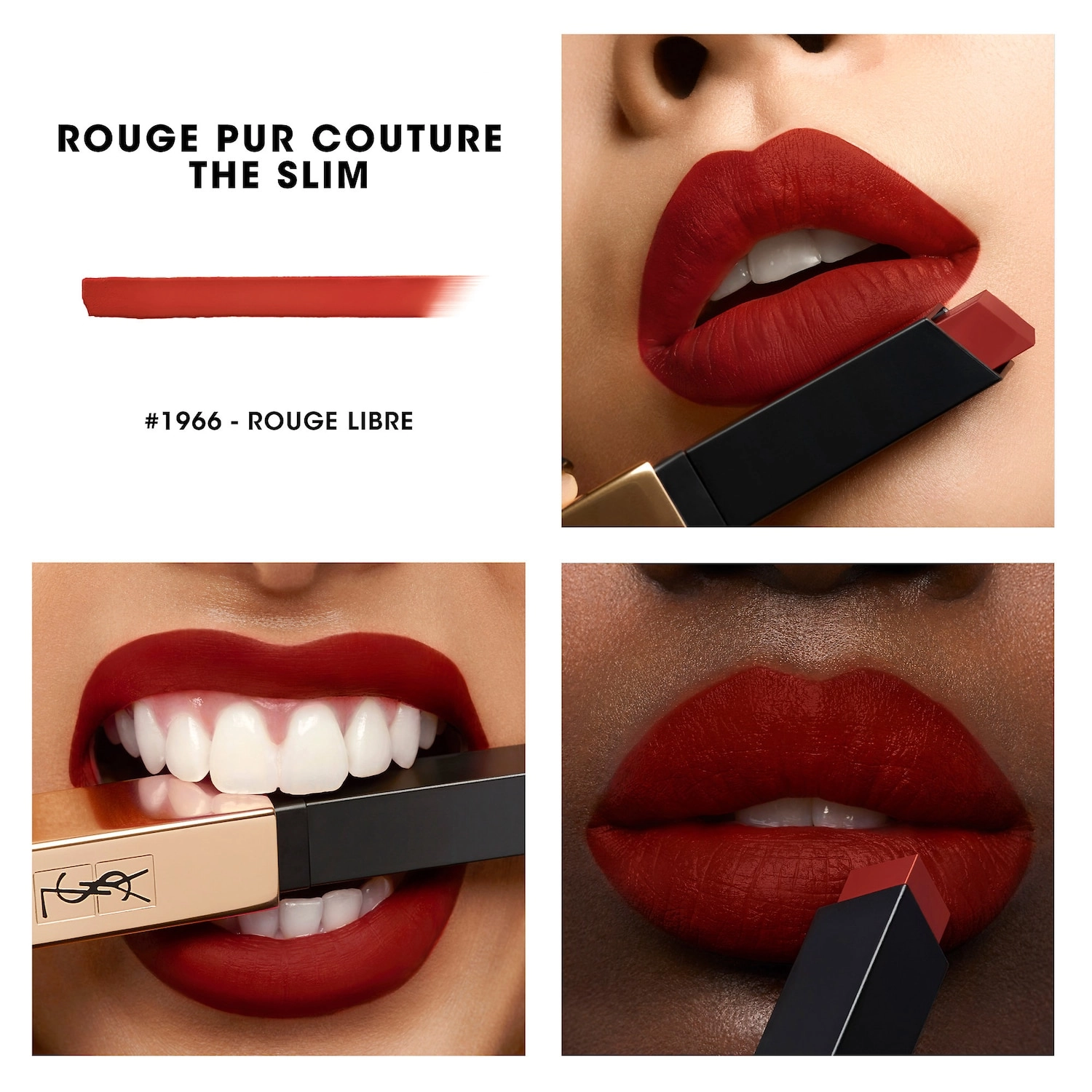 Yves Saint Laurent Rouge Pur Couture The Slim Matte Lipstick Color: 1966 Rouge Libre - Blood Red - Image 4