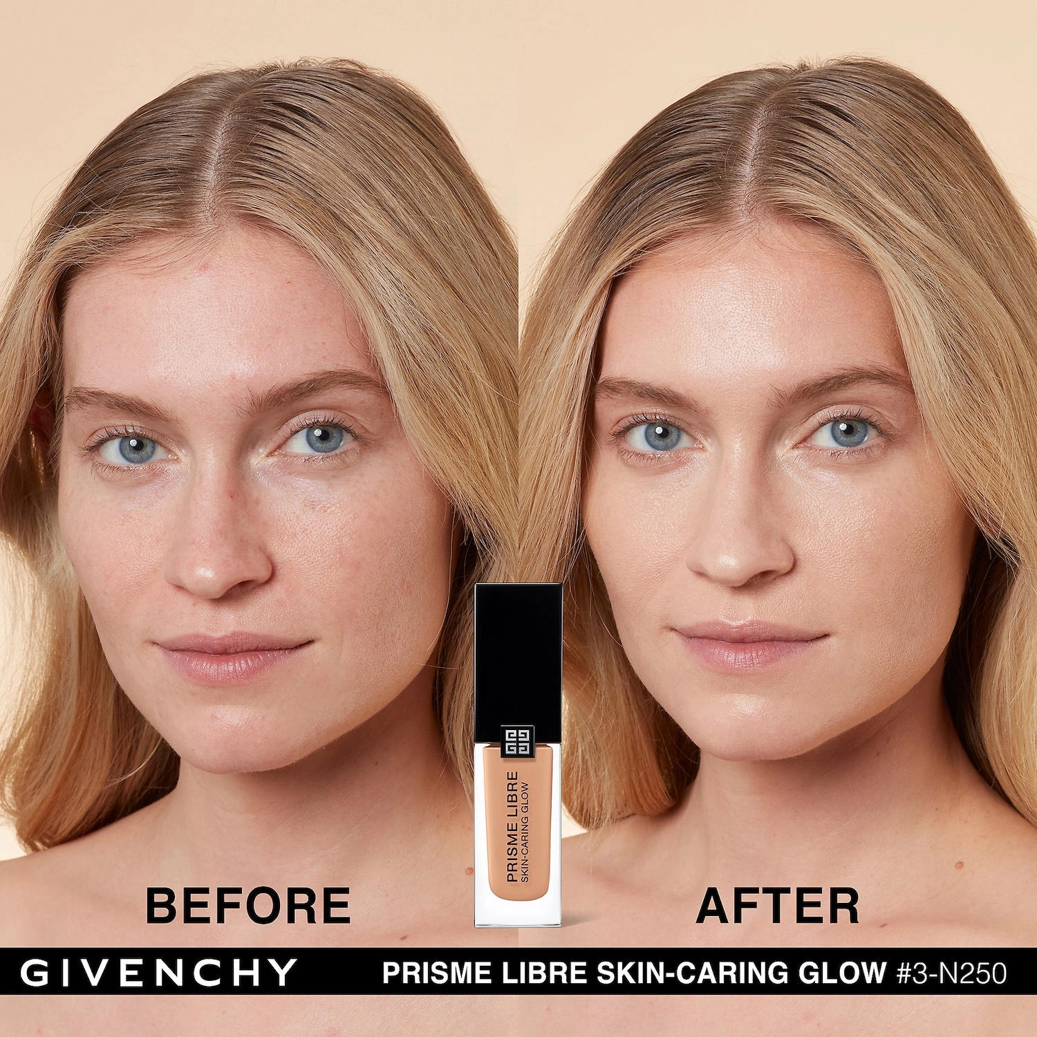 Givenchy Prisme Libre Skin-Caring Glow Foundation Color 3-N250 Light to Medium with Neutral Undertones - Image 7