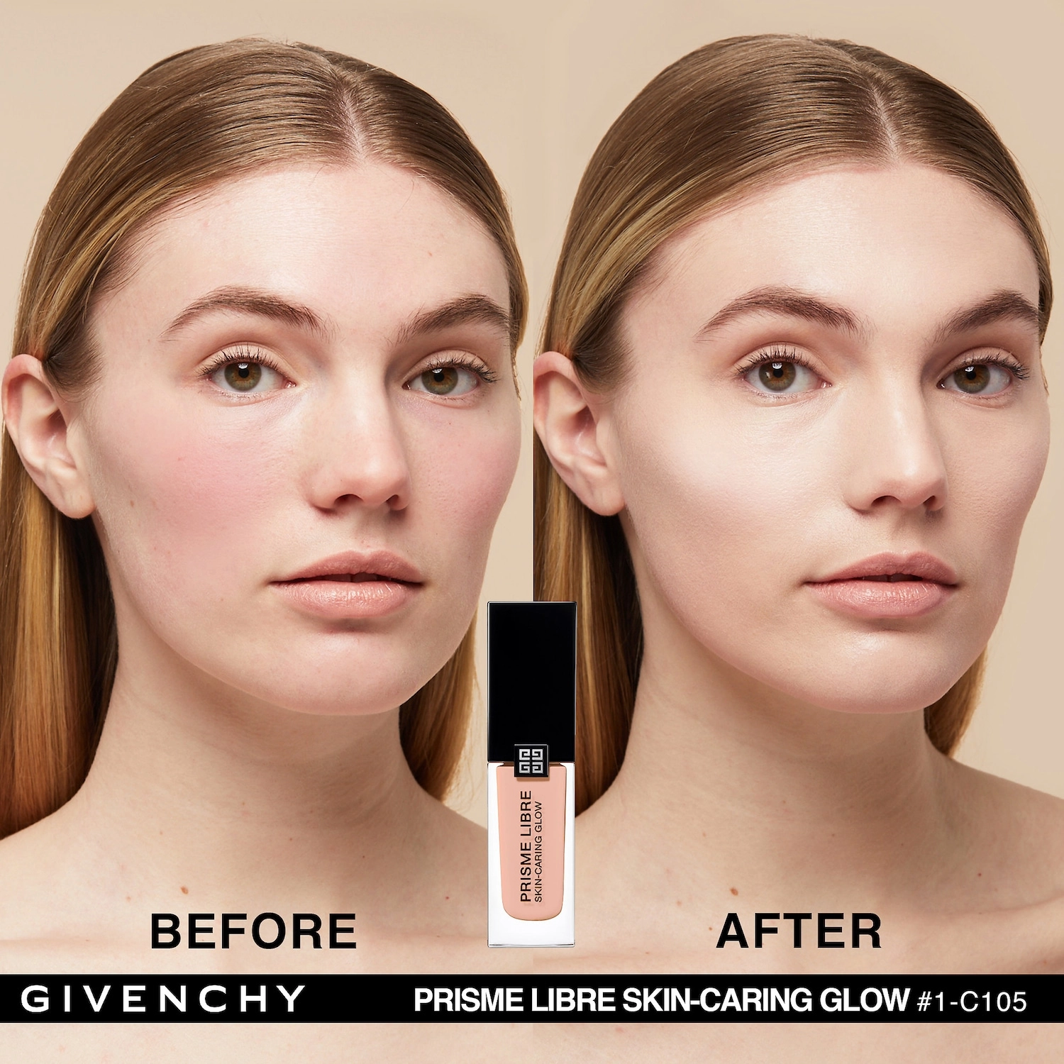 Givenchy Prisme Libre Skin-Caring Glow Foundation Color 1-C105 - Fair with Cool Undertones - Image 3