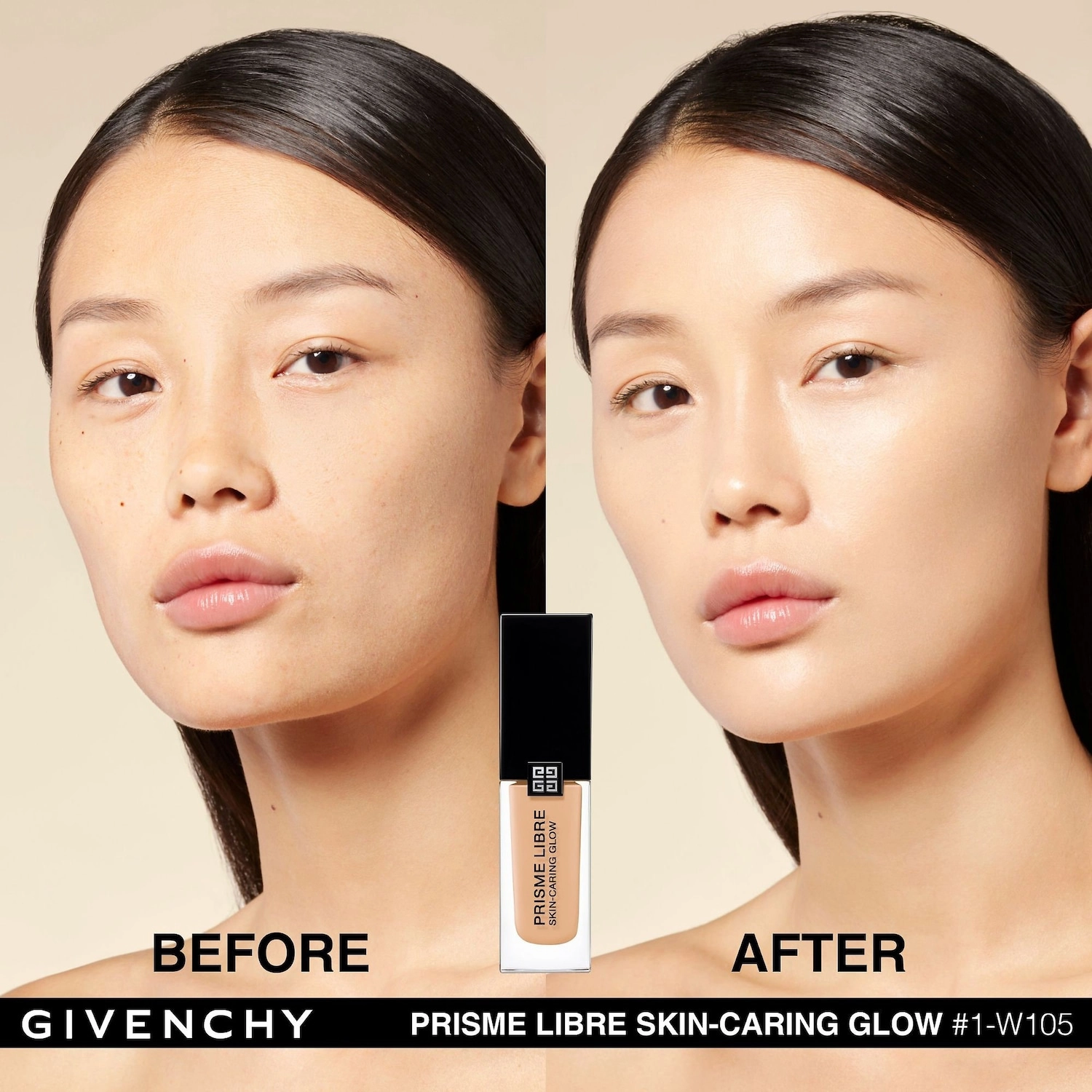 Givenchy Prisme Libre Skin-Caring Glow Foundation Color: 01-W105 - Fair with Warm Yellow Undertones - Image 3