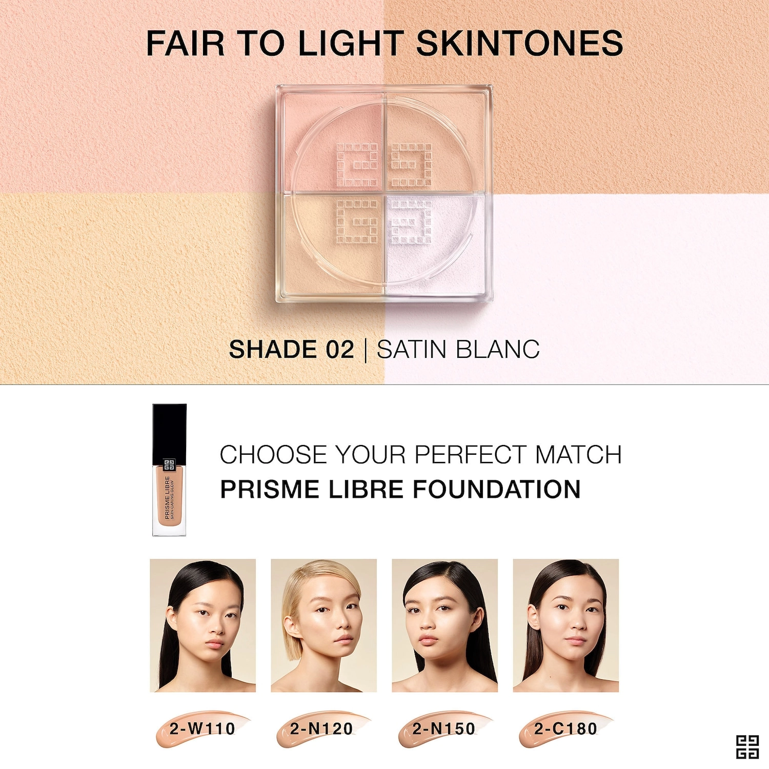 Givenchy Prisme Libre Skin-Caring Glow Foundation Color: 01-W105 - Fair with Warm Yellow Undertones - Image 6