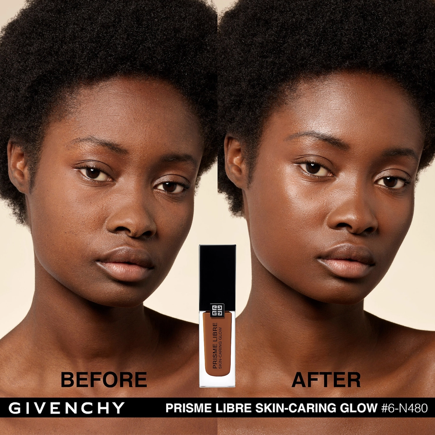 Givenchy Prisme Libre Skin-Caring Glow Foundation Color 6-N480 - Deep with Yellow Neutral Undertones - Image 3