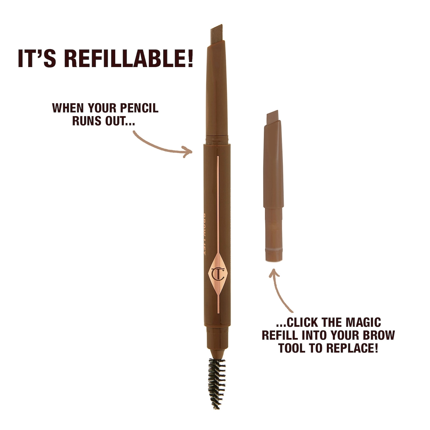 Charlotte Tilbury Brow Lift Refillable Triangular Eyebrow Pencil - Dark Brown - Image 10