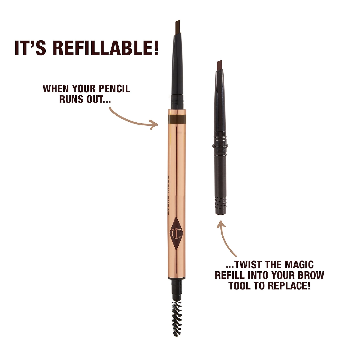 Charlotte Tilbury Brow Cheat Refillable Hair-Like Eyebrow Pencil - Dark Brown, Vegan - Image 4