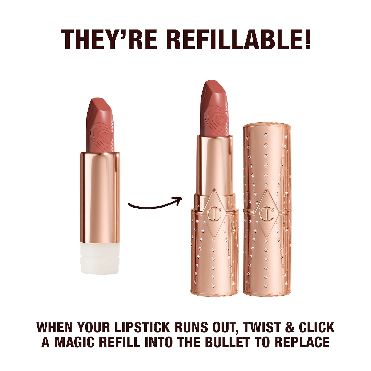 Charlotte Tilbury K. I. S. N. G Lipstick - Nude Romance, Satin Finish, Vegan - Image 24