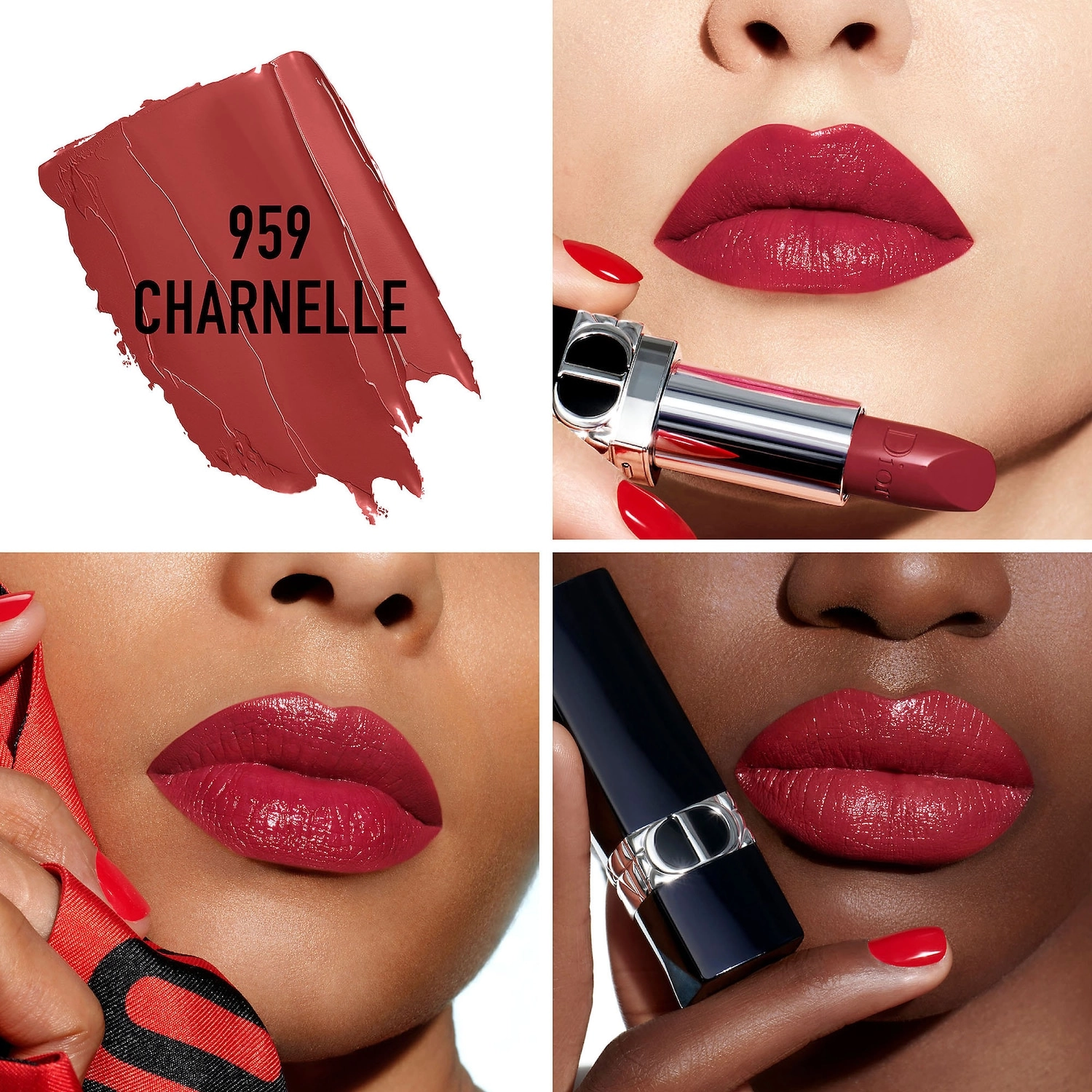 Dior Rouge Dior Refillable Lipstick Color: 959 Charnelle Satin - Burgundy - Image 4