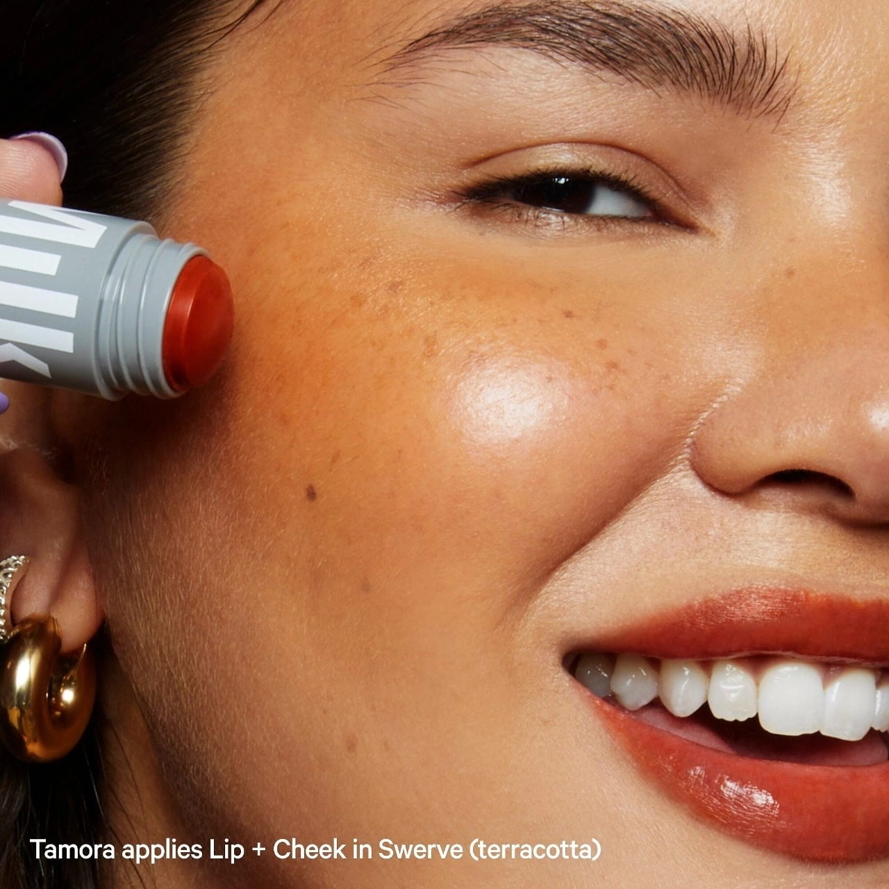 MILK MAKEUP Lip + Cheek Cream Blush Stick - Color: Swerve - Terracotta - Image 4