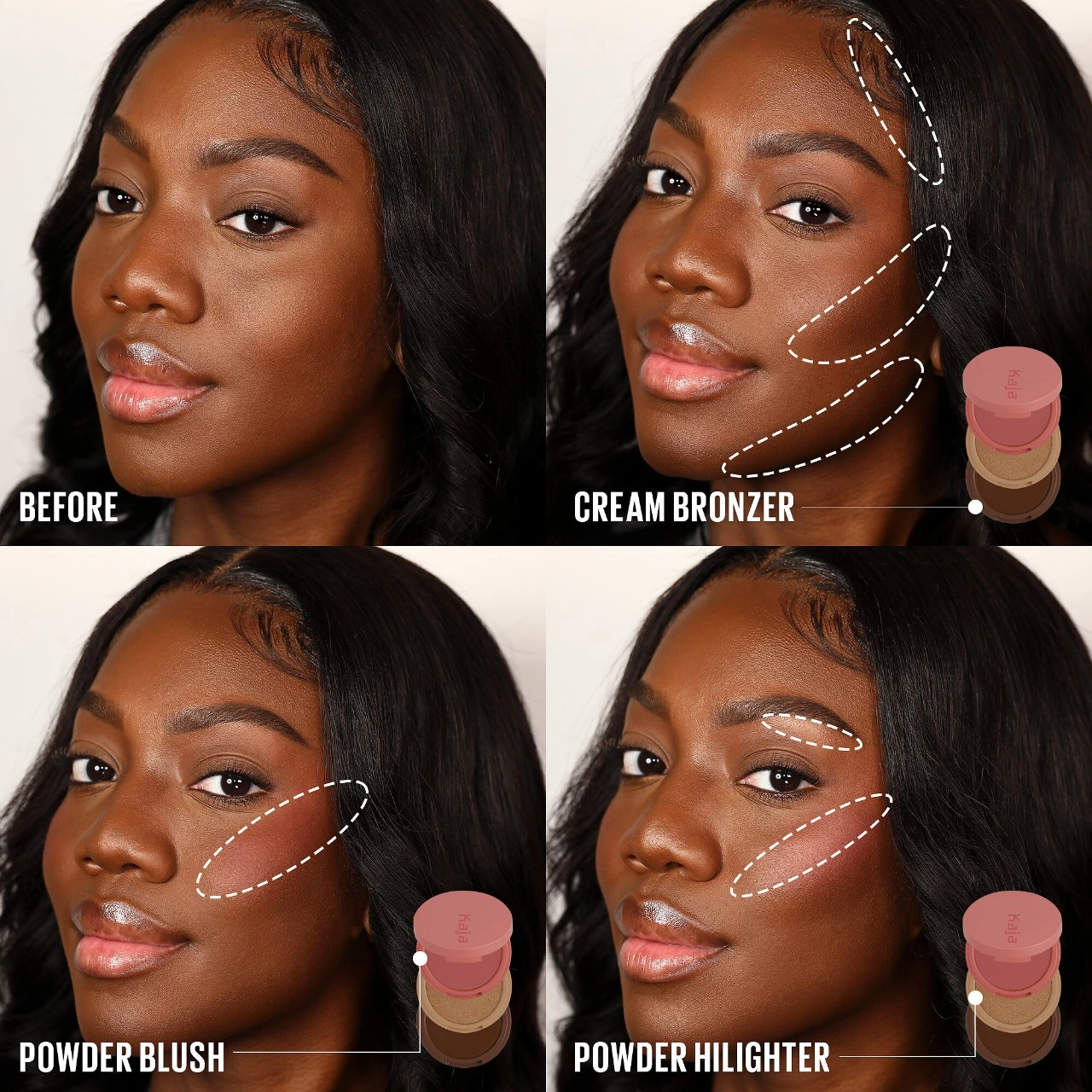 Kaja Face Bento Cream Bronzer, Powder Blush & Highlighter Sculpting Trio - 03 Mochamallow - Image 5