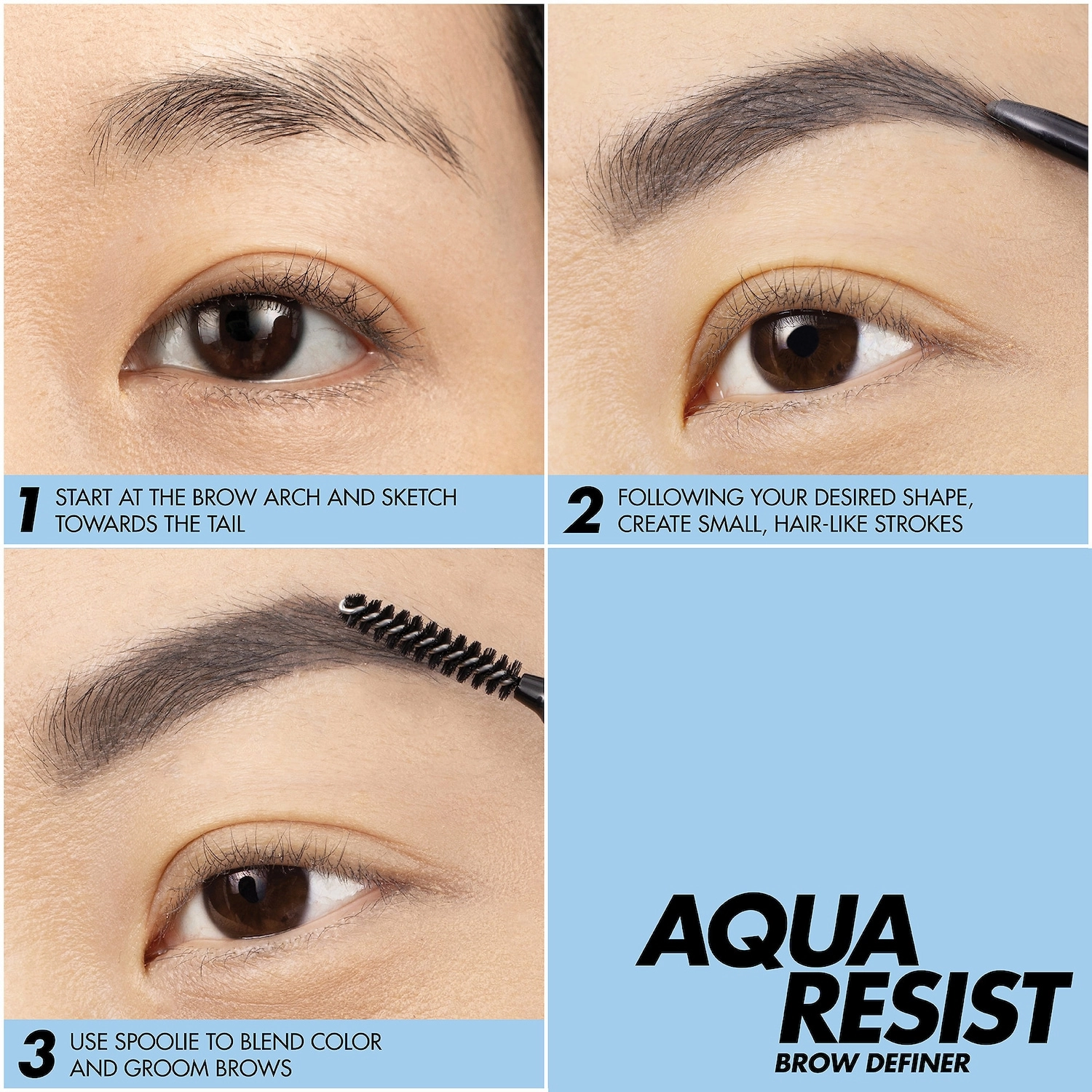 MAKE UP FOR EVER Aqua Resist Waterproof Eyebrow Definer Pencil 50 Black Brown - Image 6
