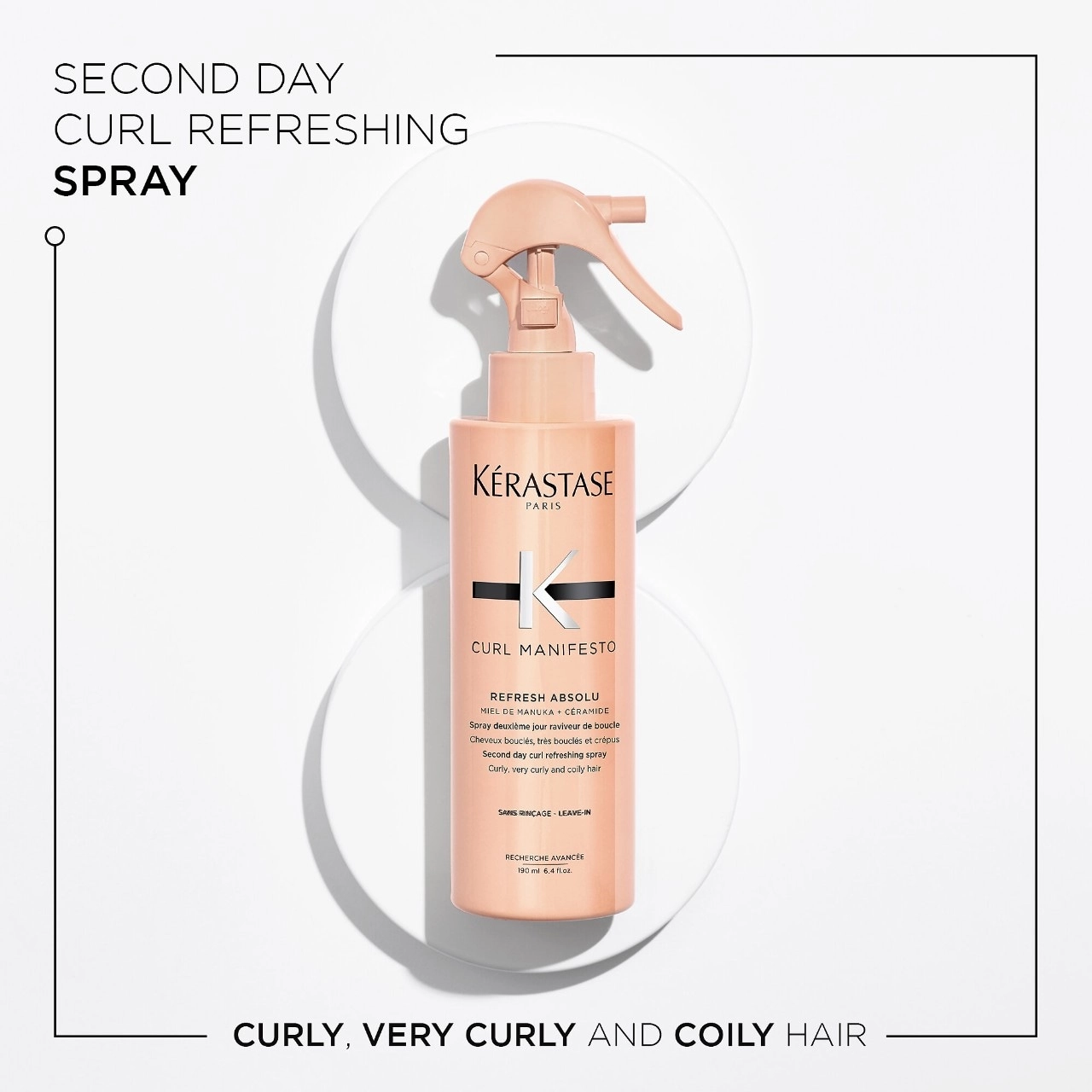 Kérastase Curl Manifesto Curl Refreshing & Restyling Spray 6.4 oz/190 mL - Hydrating Curl-Enhancing Spray for Frizz, Coily, and Curly Hair - Image 3