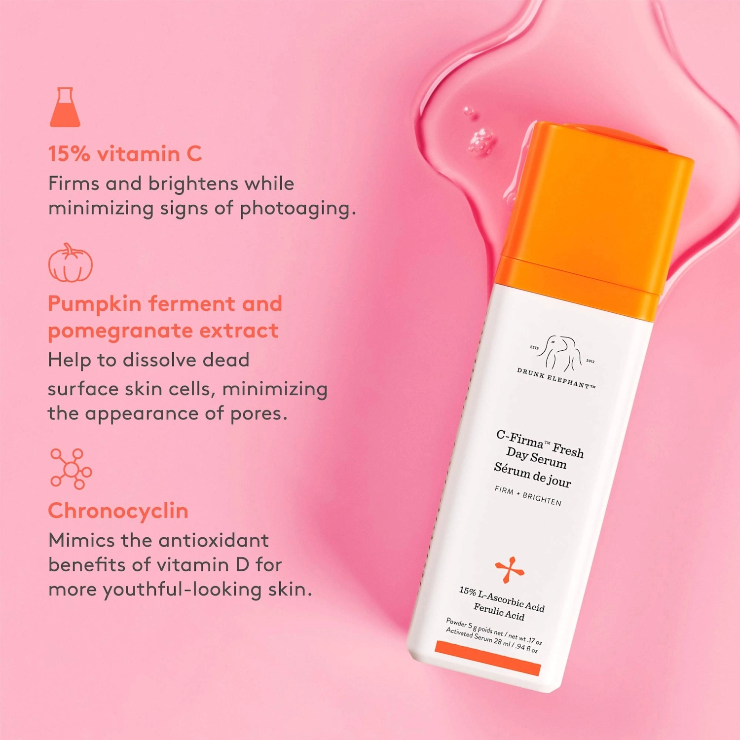 Drunk Elephant C-Firma Fresh Vitamin-C Day Serum - Size: 0.94 oz/28 mL - Image 6