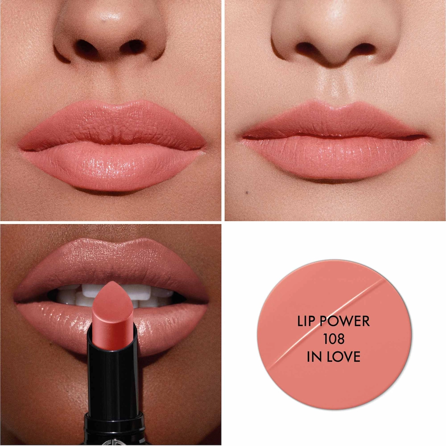 Armani Beauty Lip Power Satin Long Lasting Lipstick Color: 108 In Love - Medium Beige Peach - Image 5