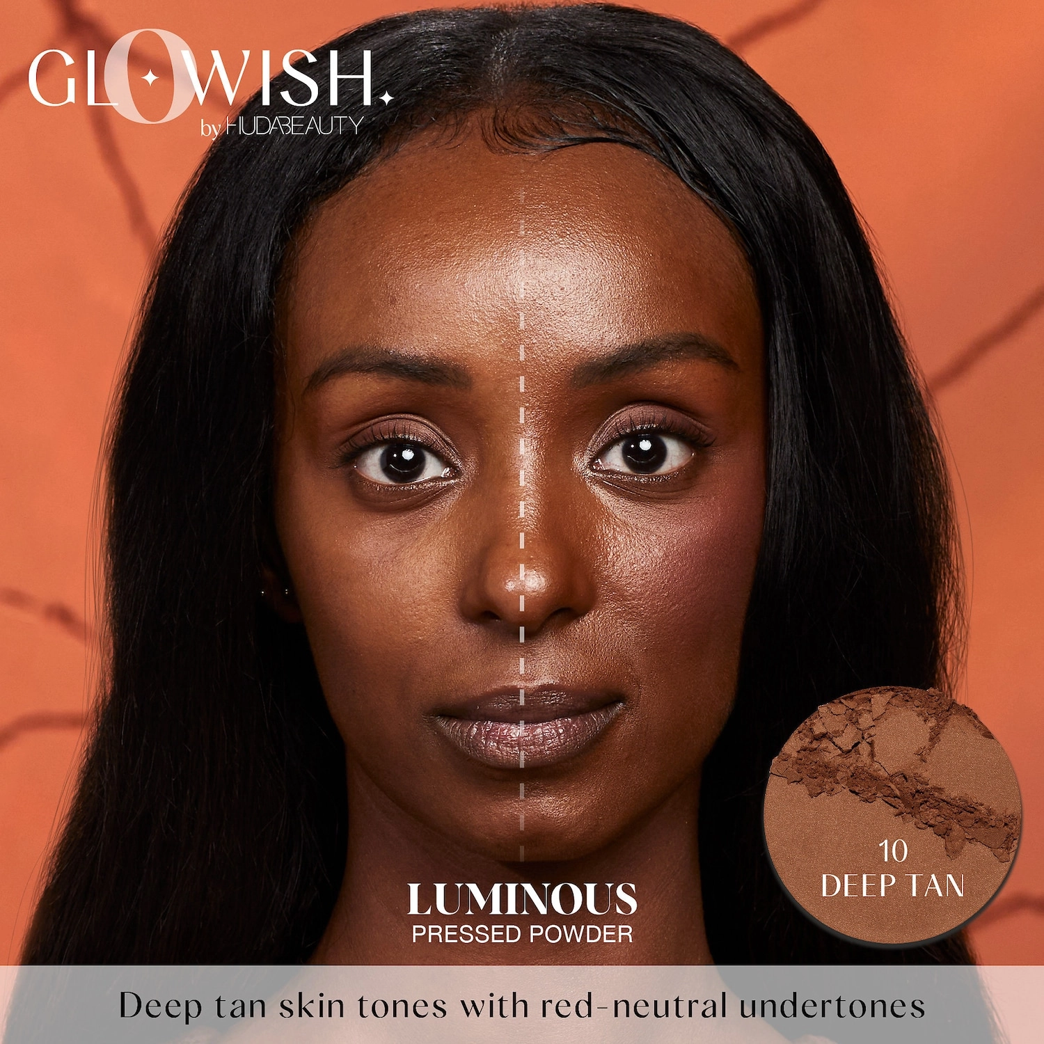 HUDA BEAUTY GloWish Lightweight Blurring Pressed Powder - Color 10 Deep-Tan - Image 4