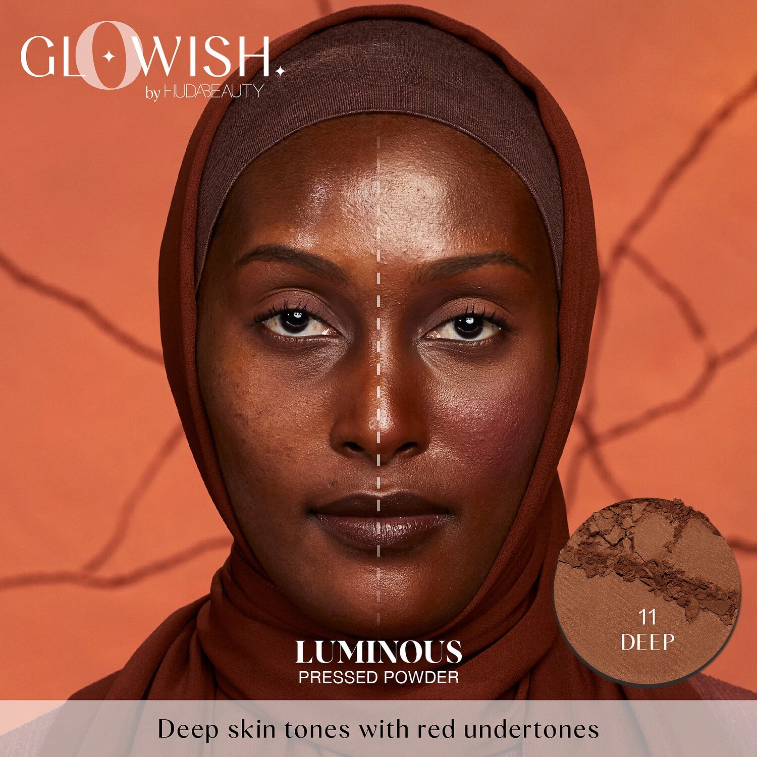 HUDA BEAUTY GloWish Lightweight Blurring Pressed Powder - Color 11 Deep - Image 4