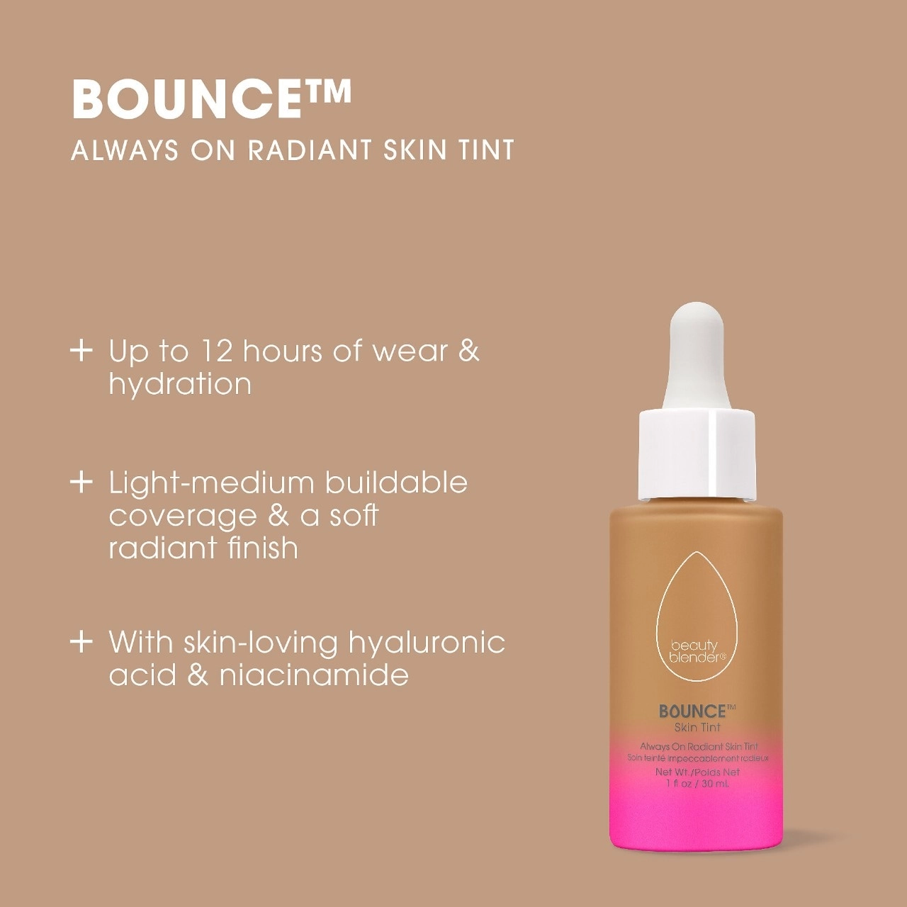 beautyblender 12-Hour Always on Radiant Skin Tint with Hyaluronic Acid & Niacinamide - Medium 5 - Image 2