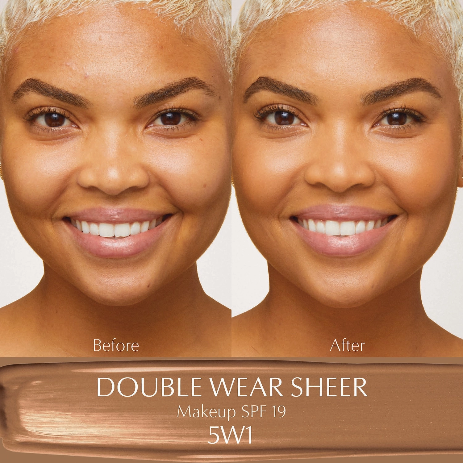 Estée Lauder Double Wear Sheer Long-Wear Makeup SPF 19 Color: 5W1 Bronze - Image 3