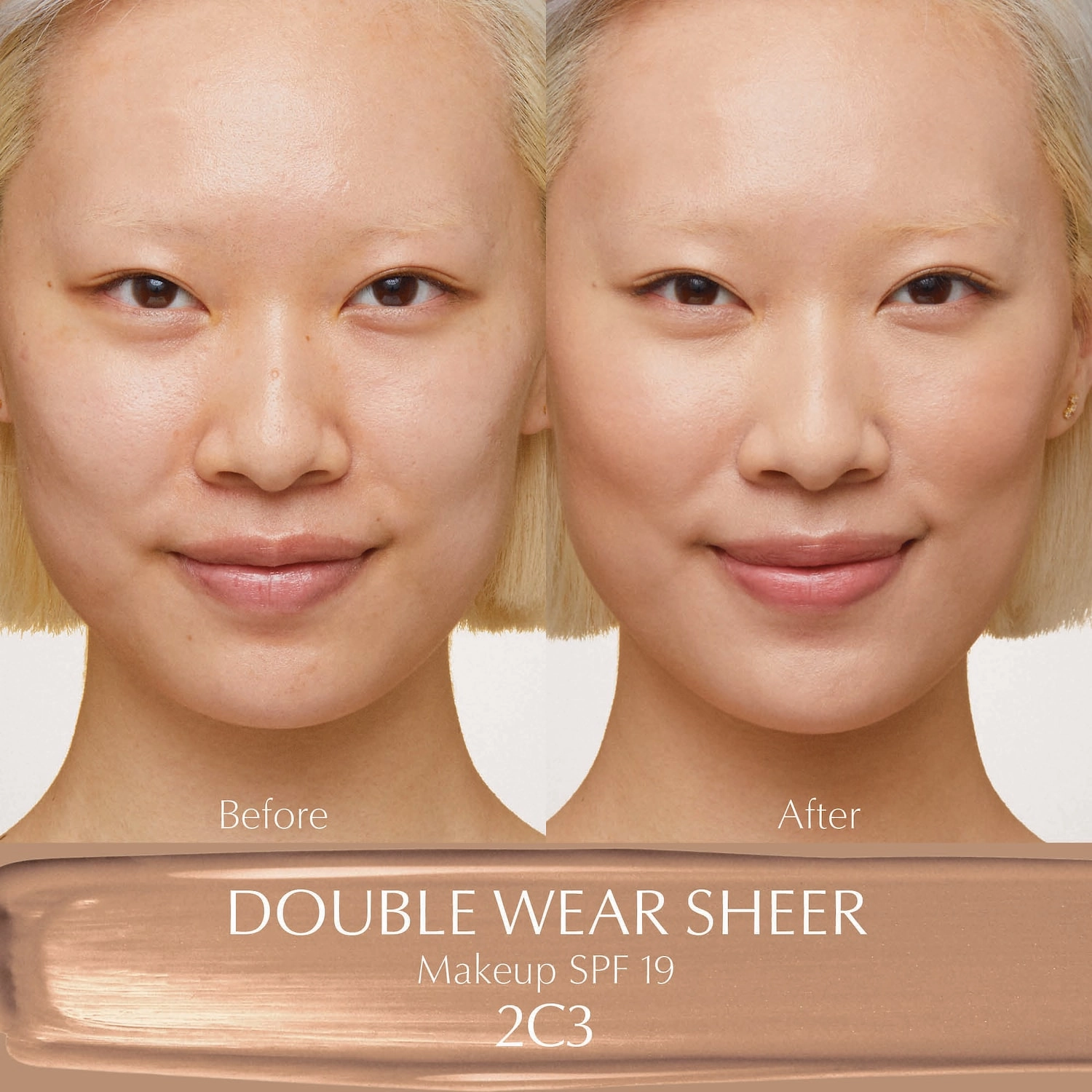 Estée Lauder Double Wear Sheer Long-Wear Makeup SPF 19 Color: 2C3 Fresco - Light Medium with Cool Rosy Beige Undertones - Image 3