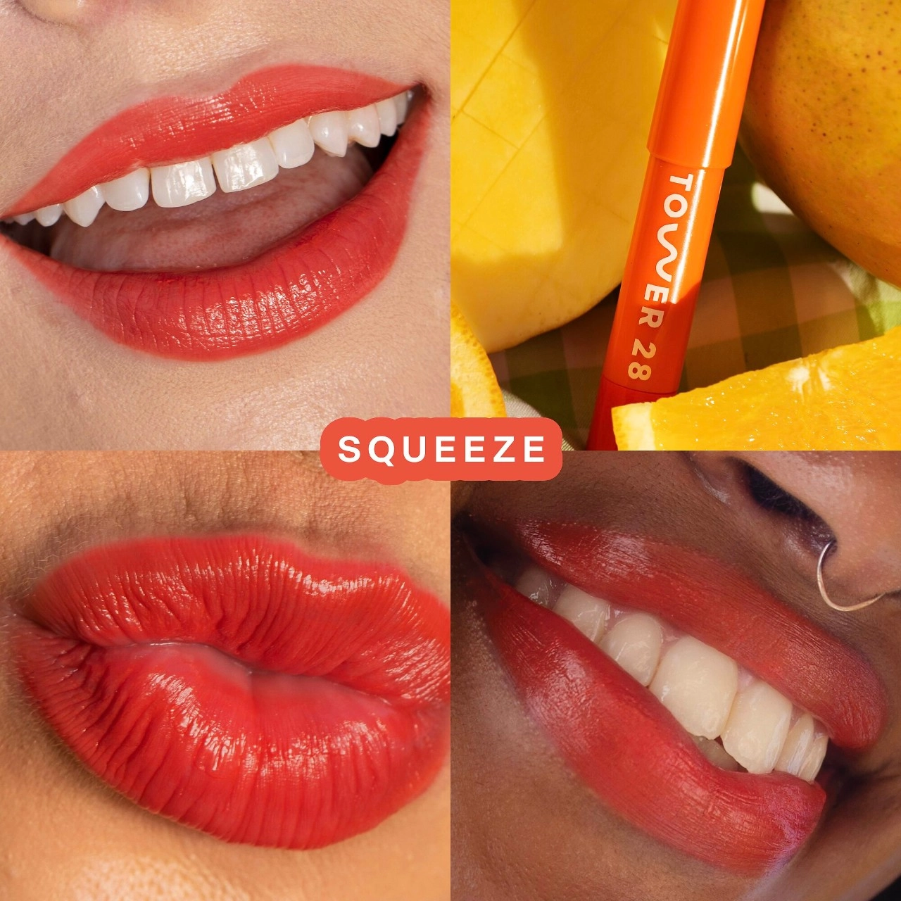Tower 28 Beauty JuiceBalm Vegan Tinted Lip Balm in Squeeze - Juicy Coral - Image 2