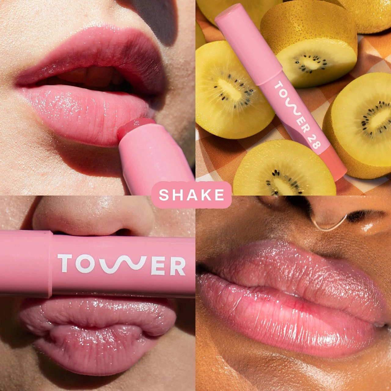 Tower 28 Beauty JuiceBalm Vegan Tinted Lip Balm Color: Shake - Juicy Sheer Pink - Image 2