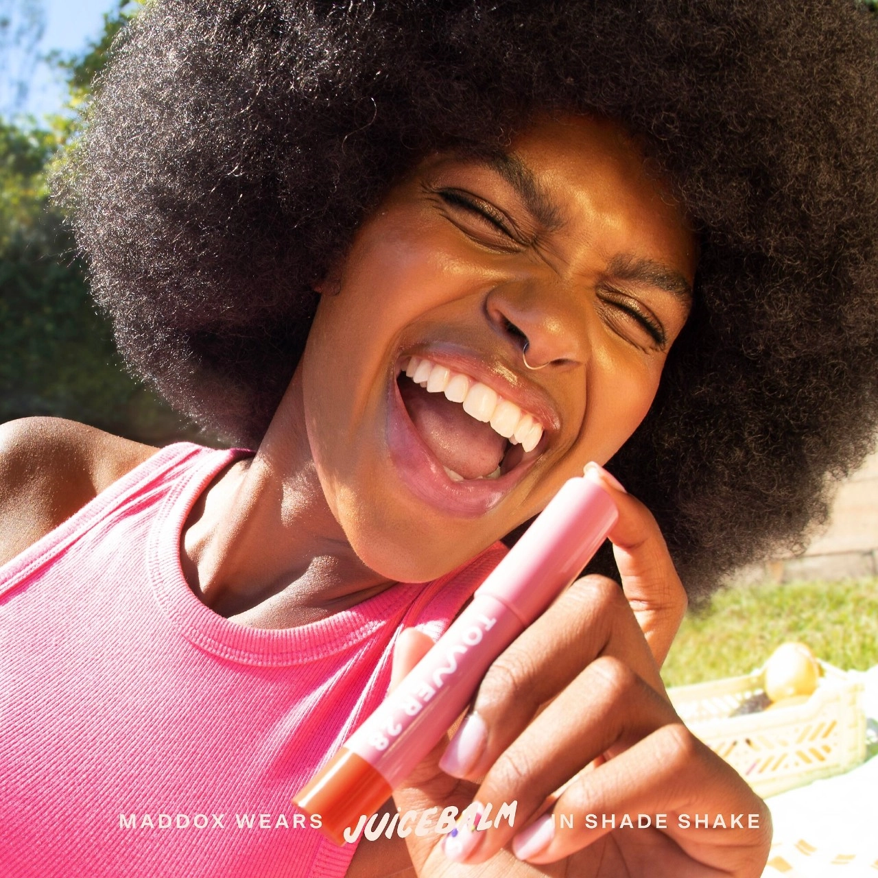 Tower 28 Beauty JuiceBalm Vegan Tinted Lip Balm Color: Shake - Juicy Sheer Pink - Image 5