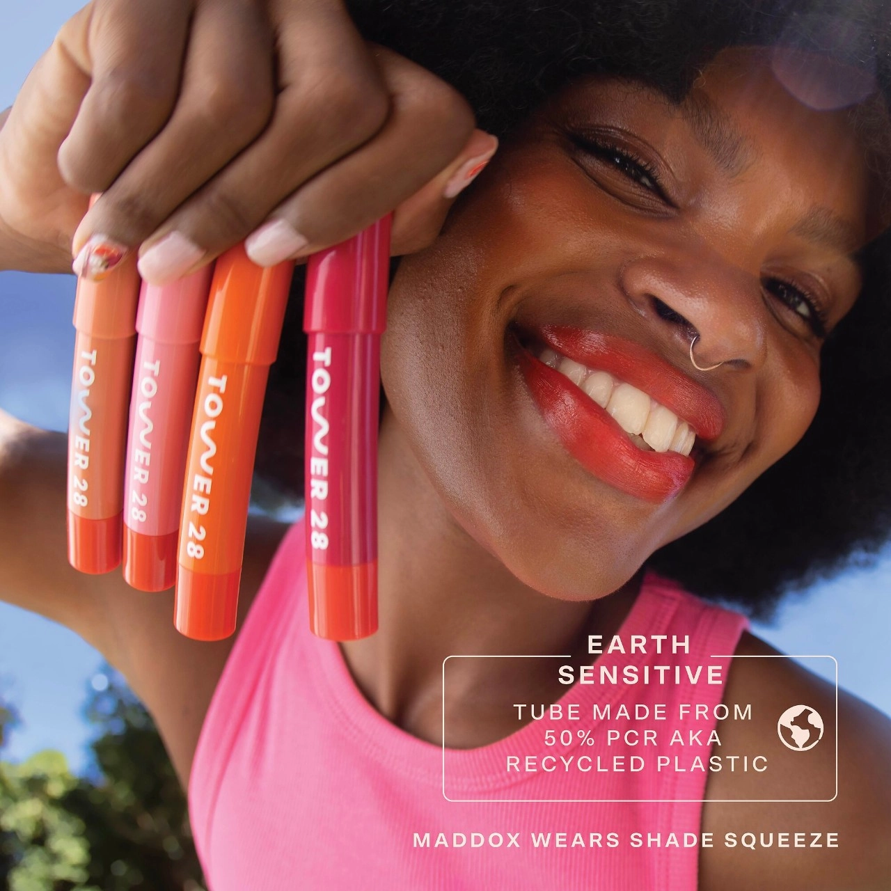 Tower 28 Beauty JuiceBalm Vegan Tinted Lip Balm Color: Shake - Juicy Sheer Pink - Image 8