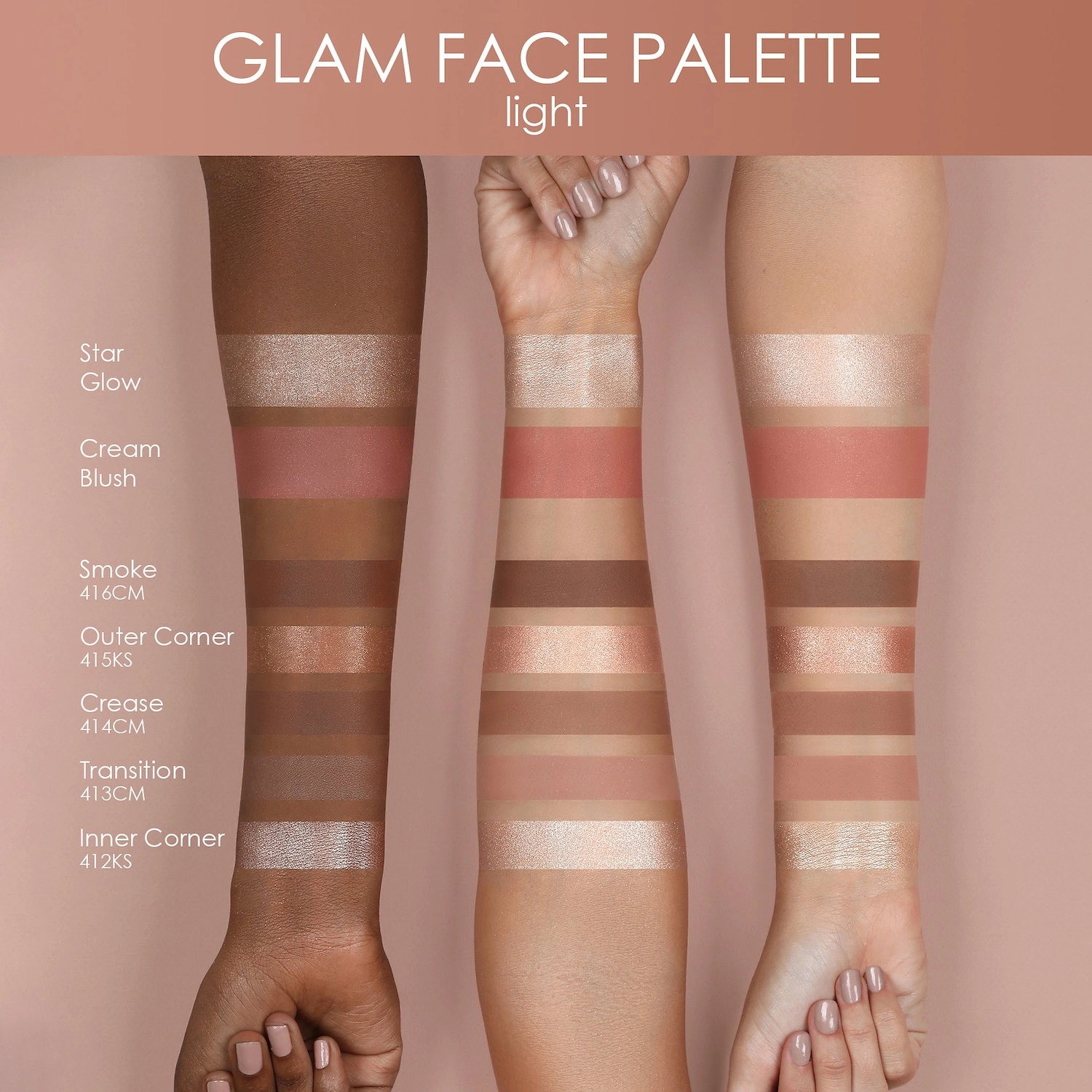Natasha Denona Glam Face & Eye Palette Light Cream Pressed Powder Natural Finish - Image 2