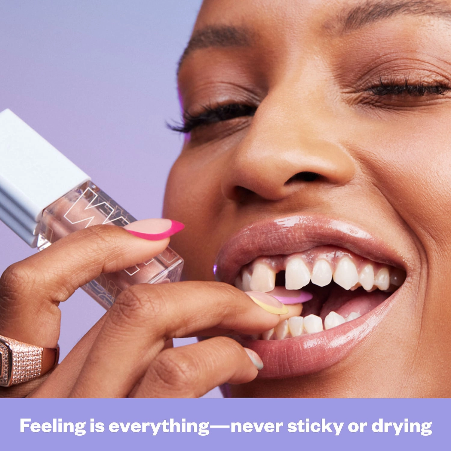 Kosas Wet Lip Oil Plumping Treatment Gloss - Undressed Collection Color: Unzipped - milky pink champagne - Image 4