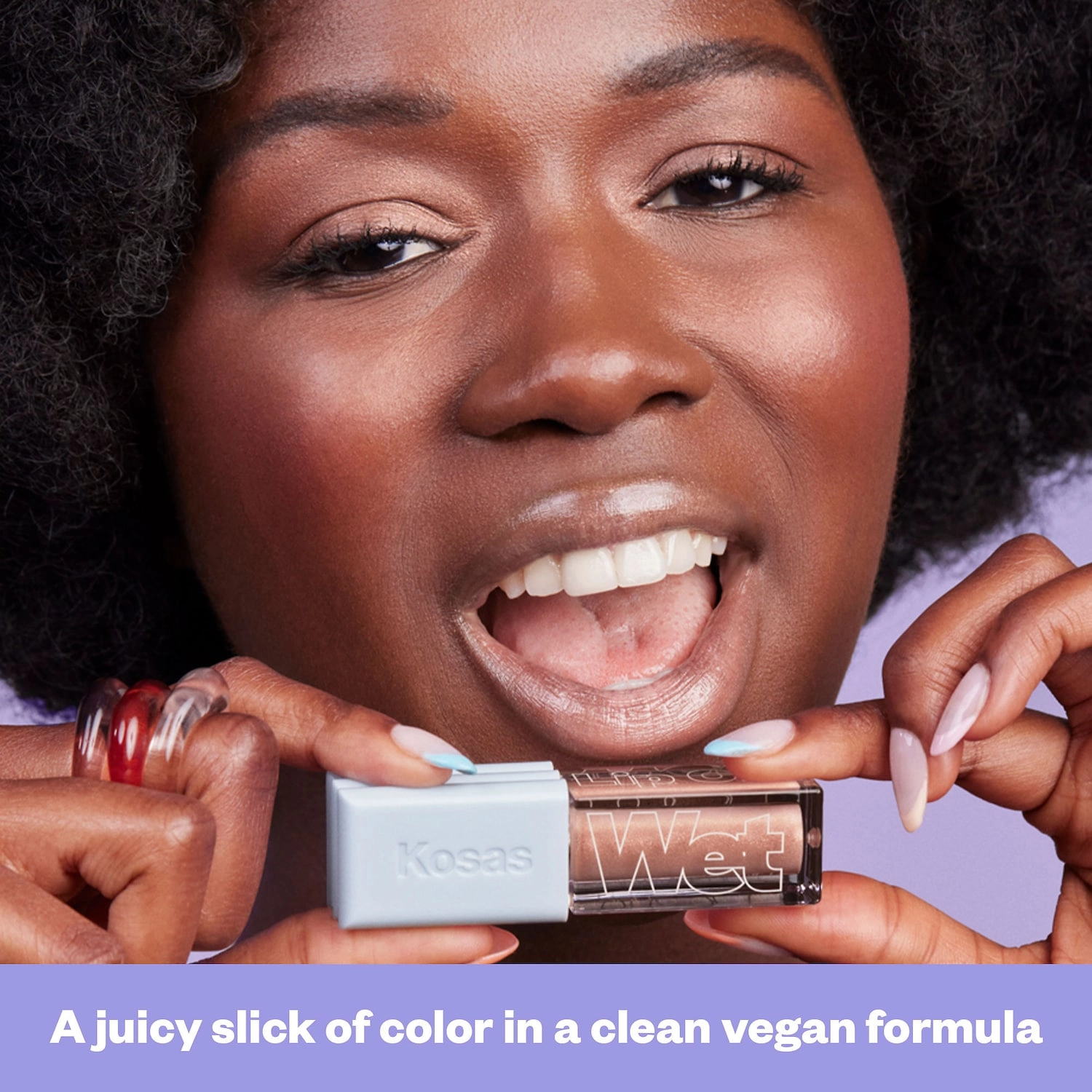 Kosas Wet Lip Oil Plumping Treatment Gloss - Undressed Collection Color: Unzipped - milky pink champagne - Image 8
