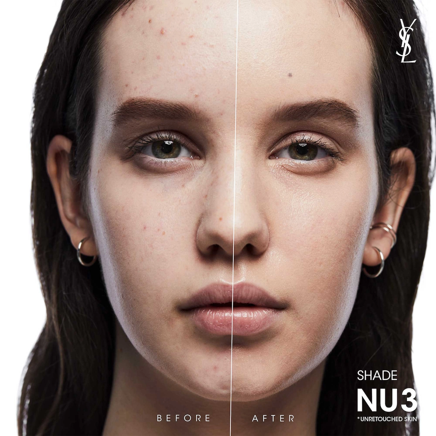 Yves Saint Laurent NU BARE LOOK TINT Hydrating Skin Tint Foundation with Hyaluronic Acid, Color 3 - Fair Light with Cool Undertones - Image 3