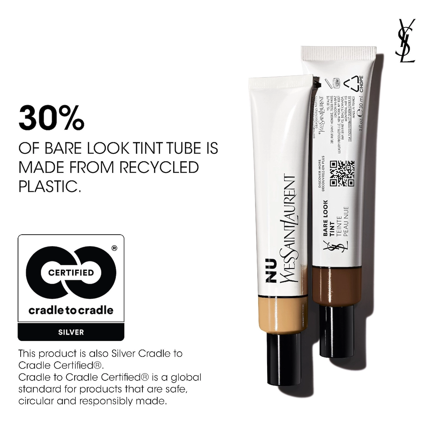 Yves Saint Laurent NU BARE LOOK TINT Hydrating Skin Tint Foundation with Hyaluronic Acid Color: 19 - Deep with Neutral Undertones - Image 9