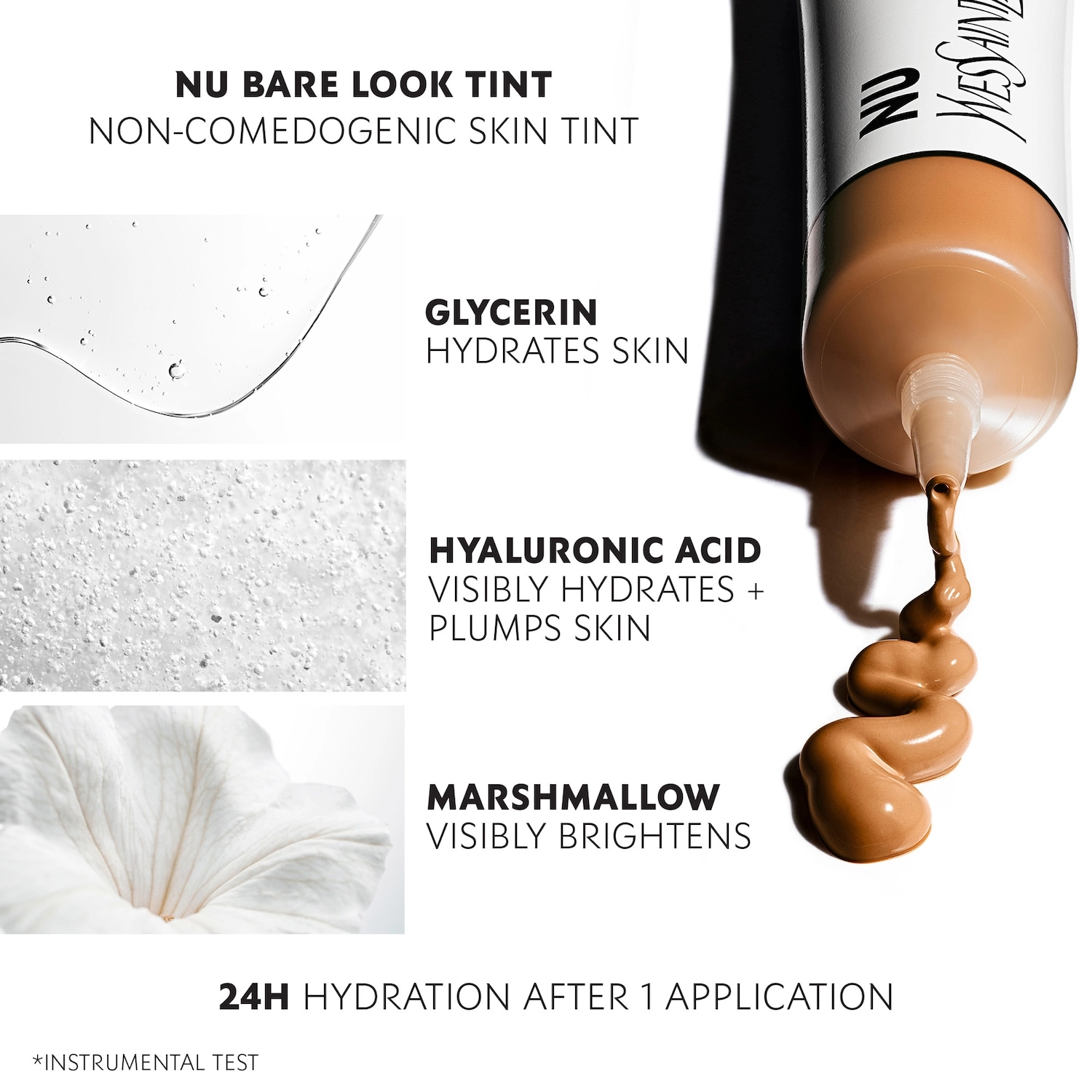 Yves Saint Laurent NU BARE LOOK TINT Hydrating Skin Tint Foundation with Hyaluronic Acid Color: 19 - Deep with Neutral Undertones - Image 6