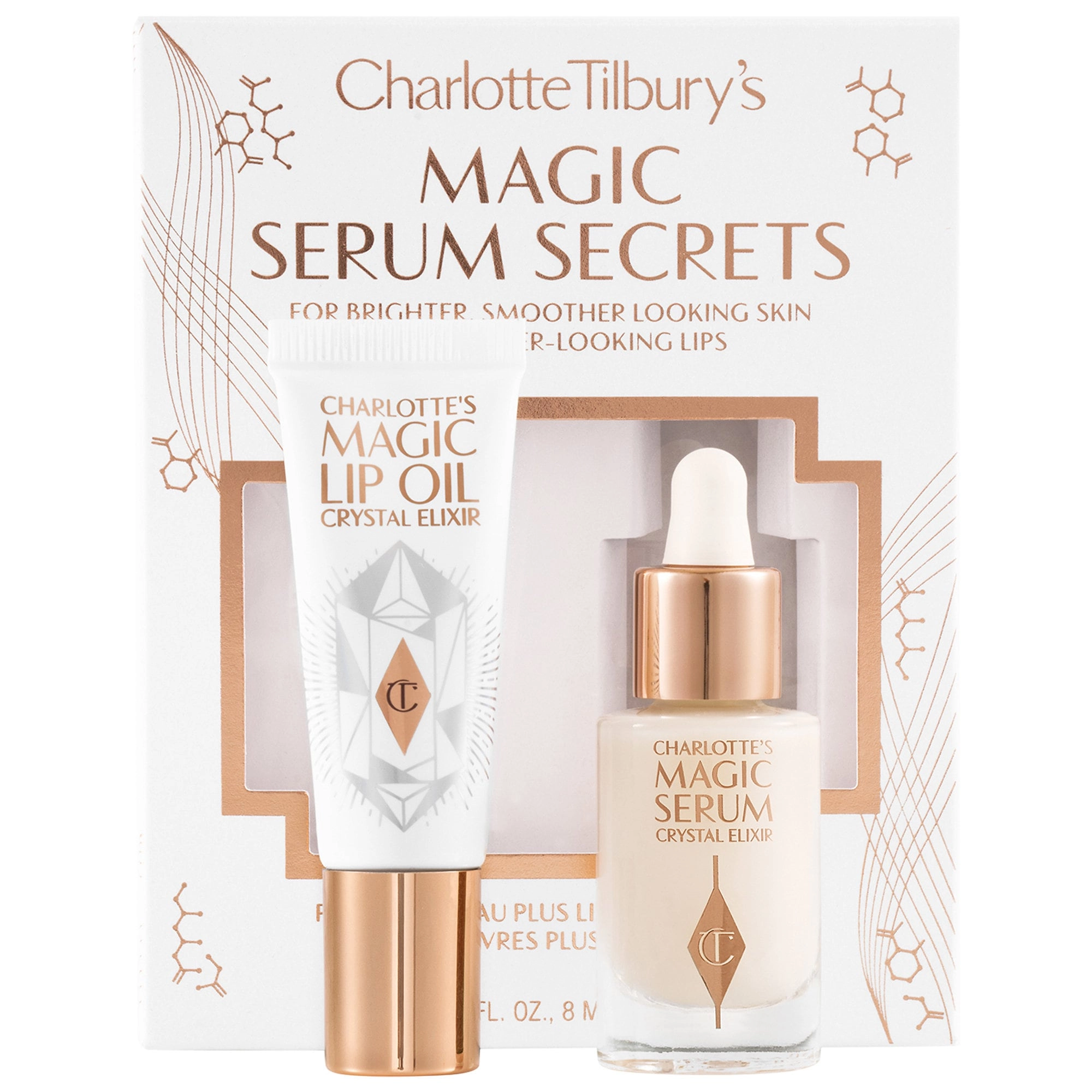 Charlotte Tilbury Magic Serum Secrets Set - Vegan, Plumping Vitamin C, Anti-Aging, Oily/Combo/Normal Skin