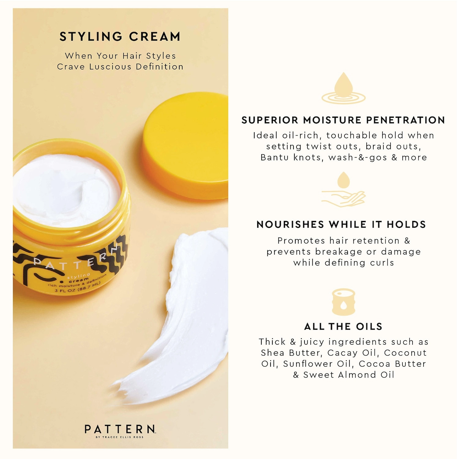 PATTERN by Tracee Ellis Ross Mini Styling Cream for Curly & Coily Hair 3 oz/ 88.7 mL - Image 3