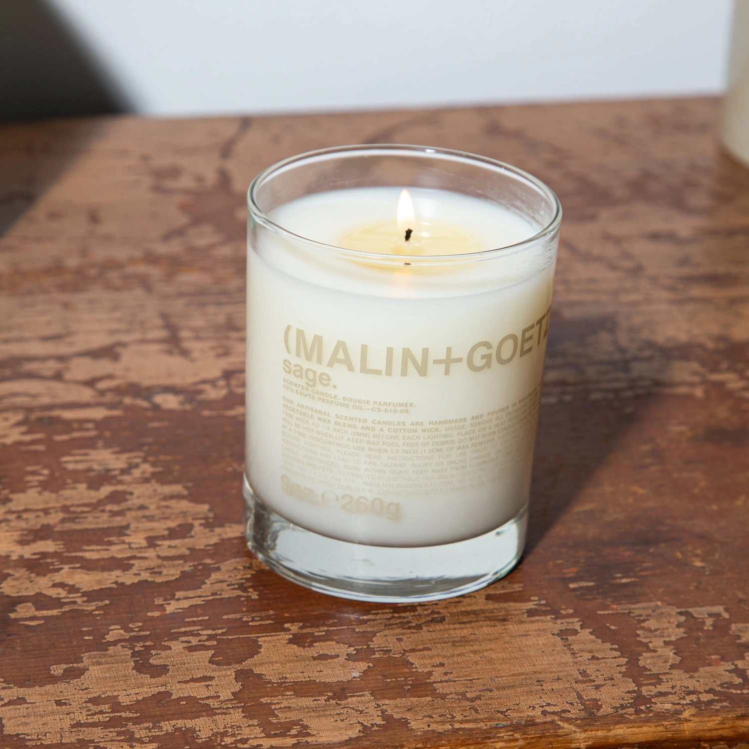 MALIN+GOETZ Sage Candle 9 oz/ 260 g Earthy & Woody Eucalyptus, Sage, Moss - Image 2