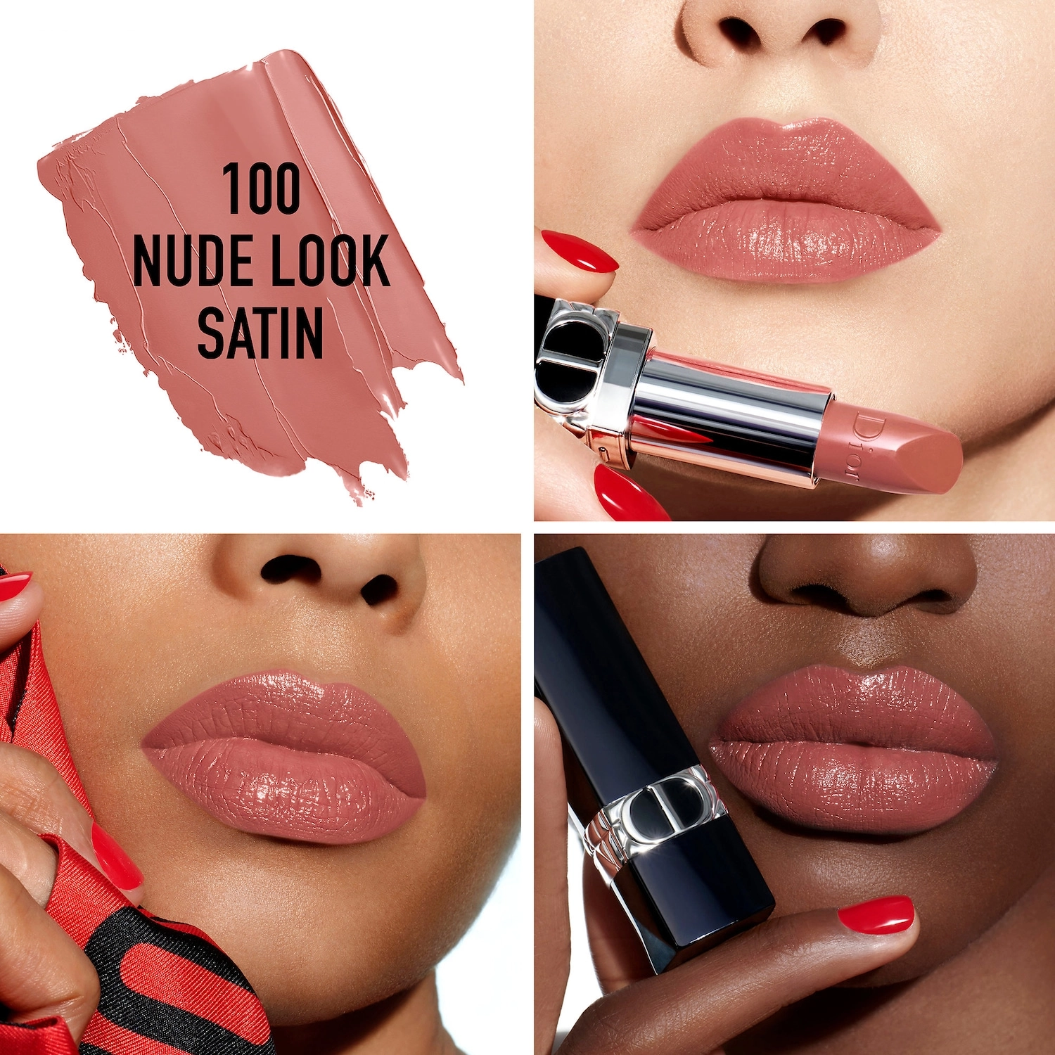 Dior Rouge Dior Refillable Lipstick Color: 100 Nude Look Satin - Image 5
