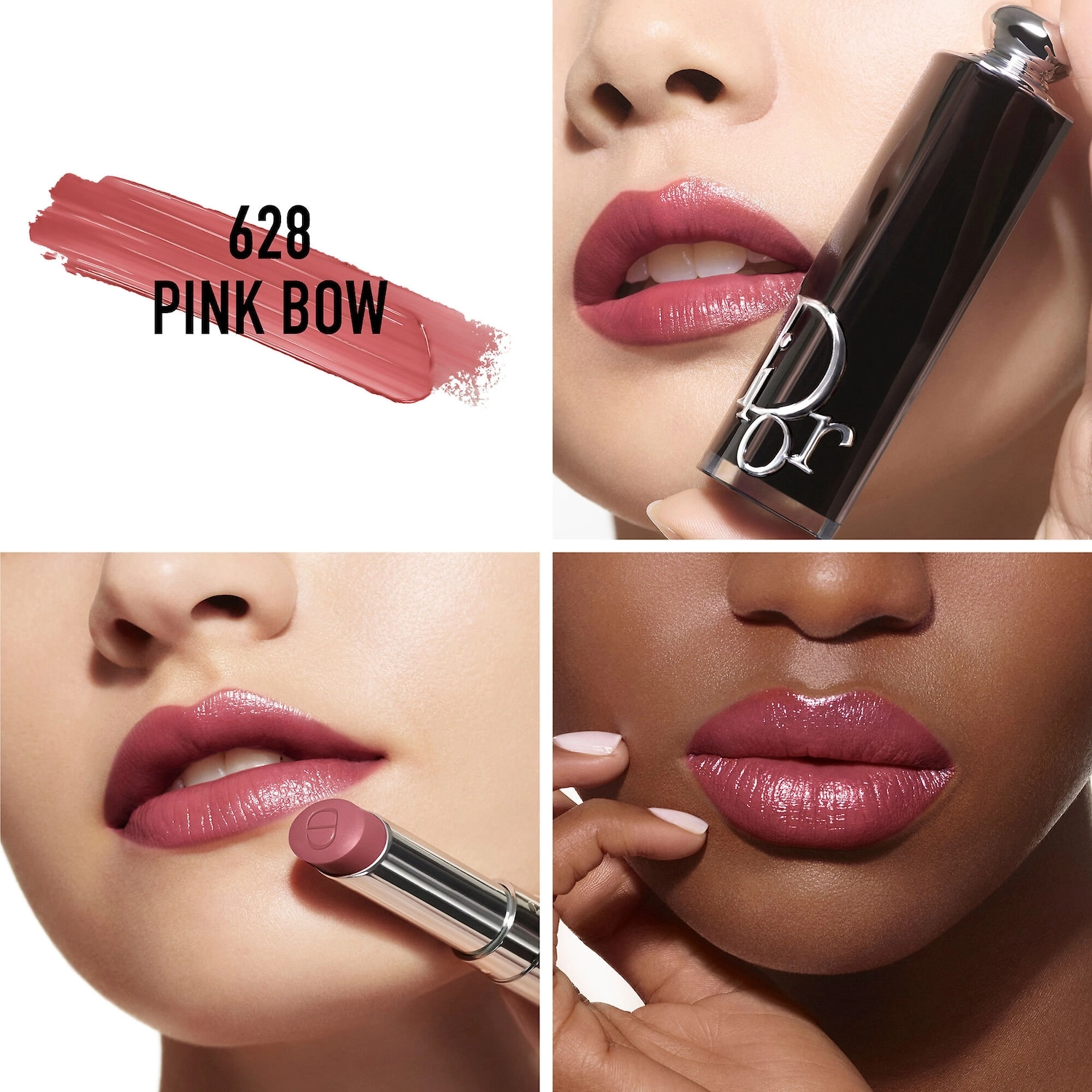 Dior Addict Refillable Shine Lipstick 628 Pink Bow - Plum High Shine Finish - Image 4