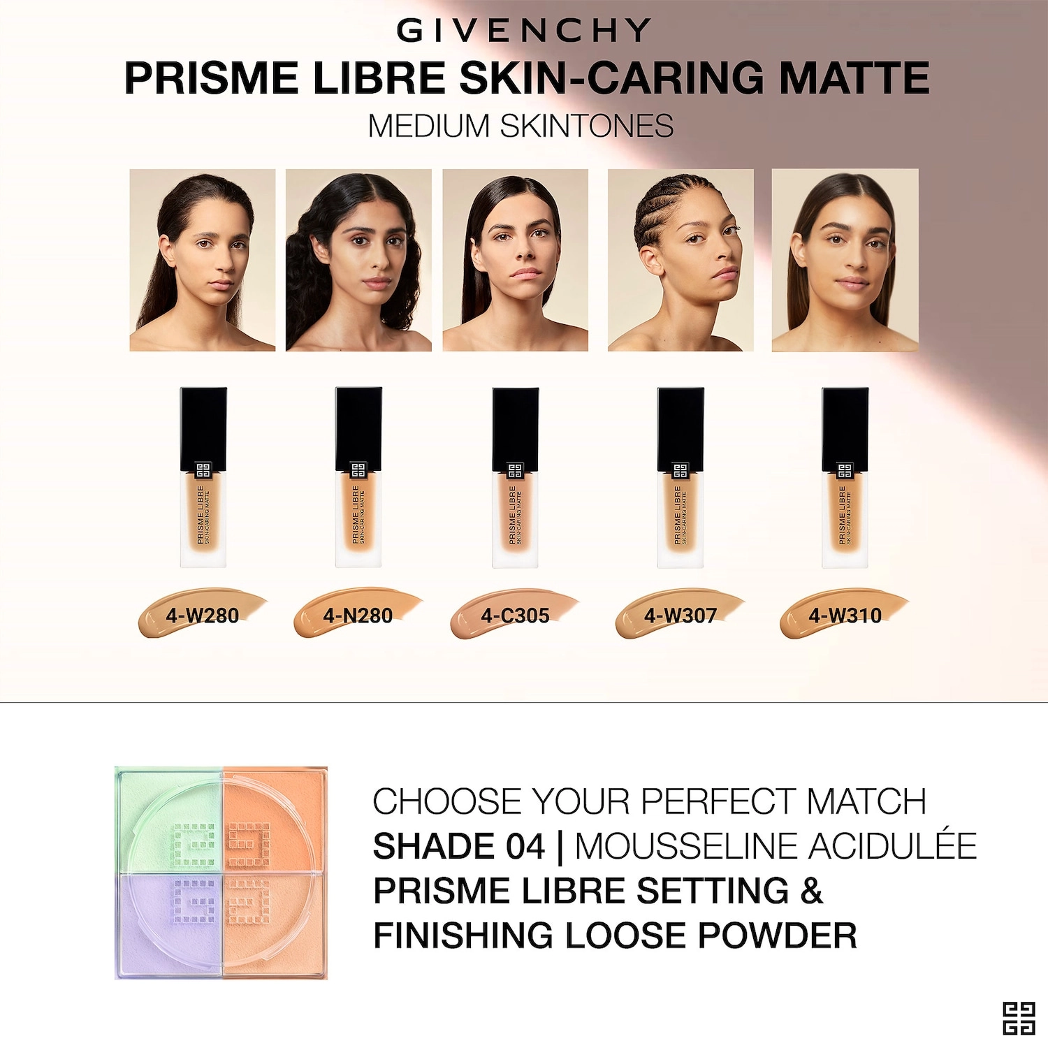 Givenchy Prisme Libre Skin-Caring Matte Foundation Color 4-W280 Medium with Warm Undertones - Image 8