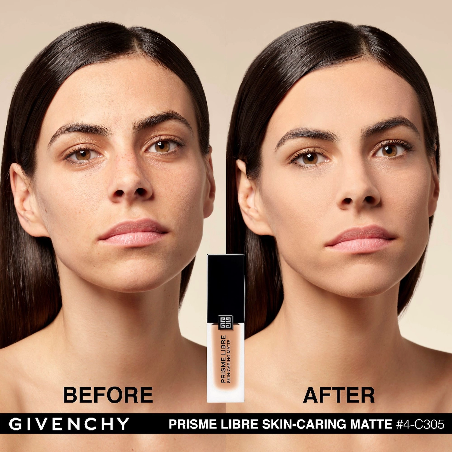 Givenchy Prisme Libre Skin-Caring Matte Foundation Color 4-C305 - Medium with Rosy, Cool Undertones - Image 3