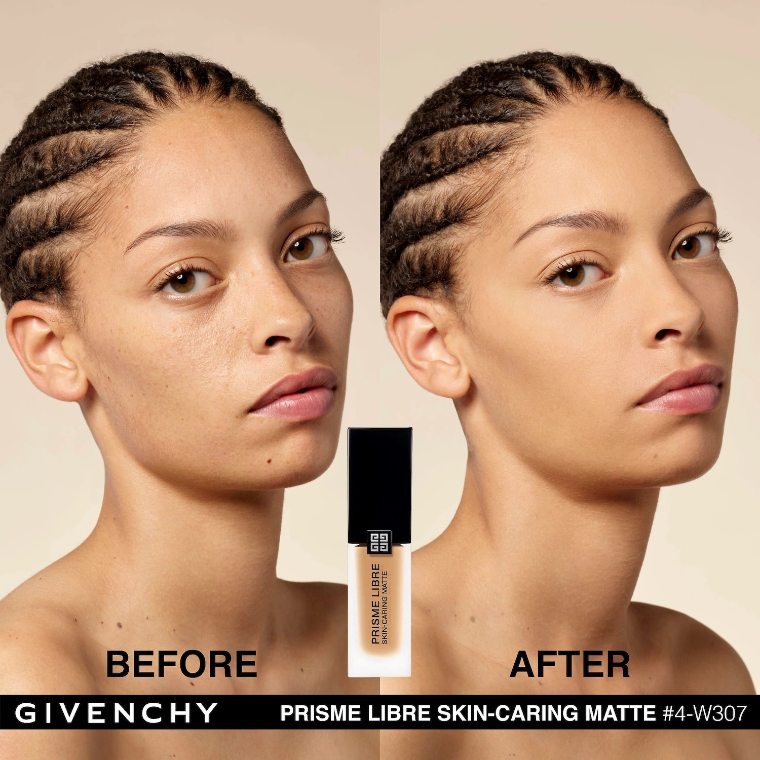 Givenchy Prisme Libre Skin-Caring Matte Foundation - Color 4-W307 Medium with Warm, Honey Undertones - Image 7