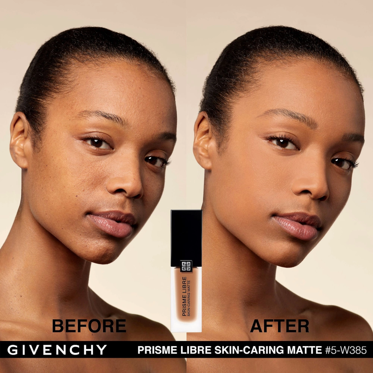 Givenchy Prisme Libre Skin-Caring Matte Foundation Color 5-W385 Tan to Deep with Warm Undertones - Image 5