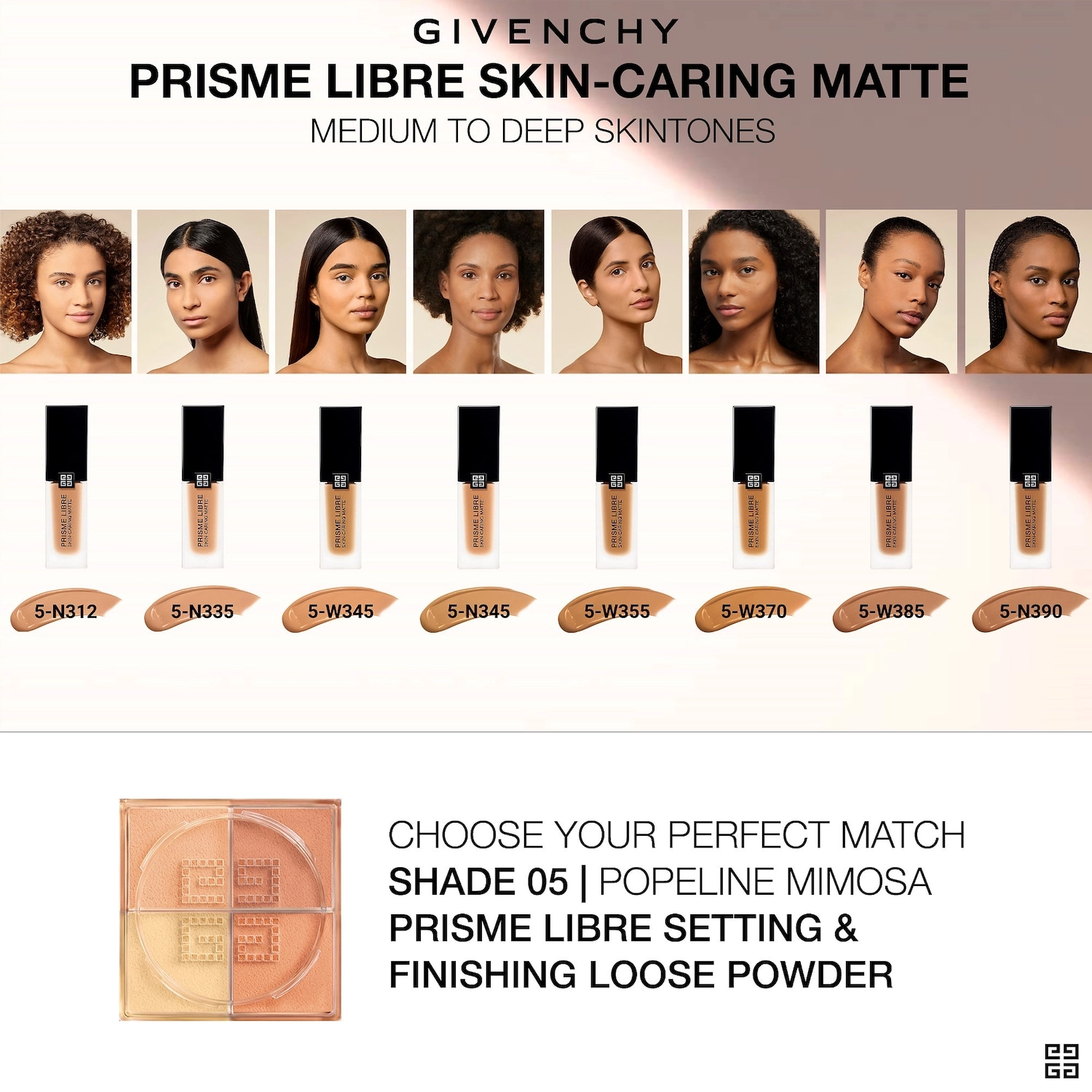 Givenchy Prisme Libre Skin-Caring Matte Foundation Color 5-W385 Tan to Deep with Warm Undertones - Image 7