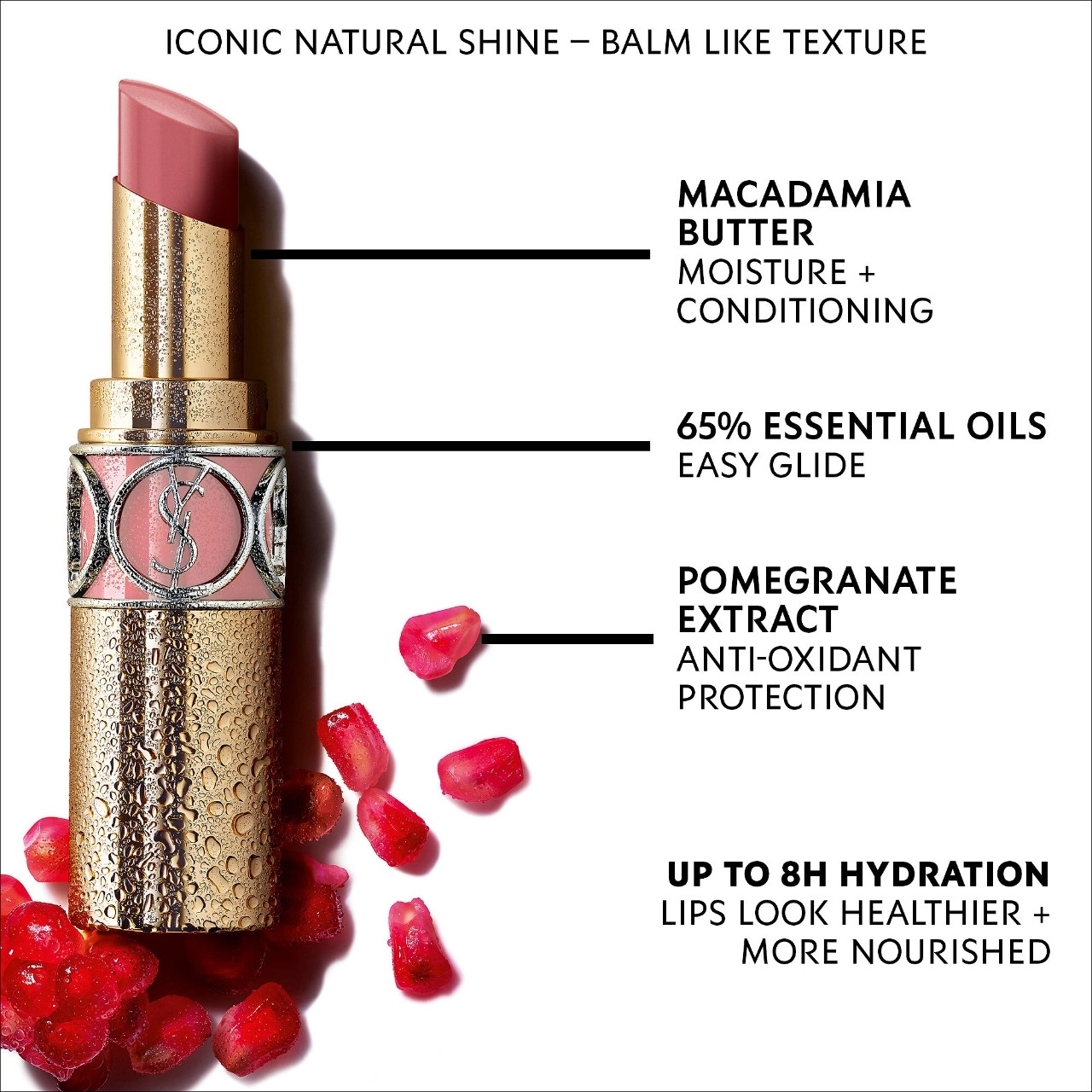 Yves Saint Laurent Rouge Volupté Shine Lipstick Balm Color 152 Pink Broderie - Image 7