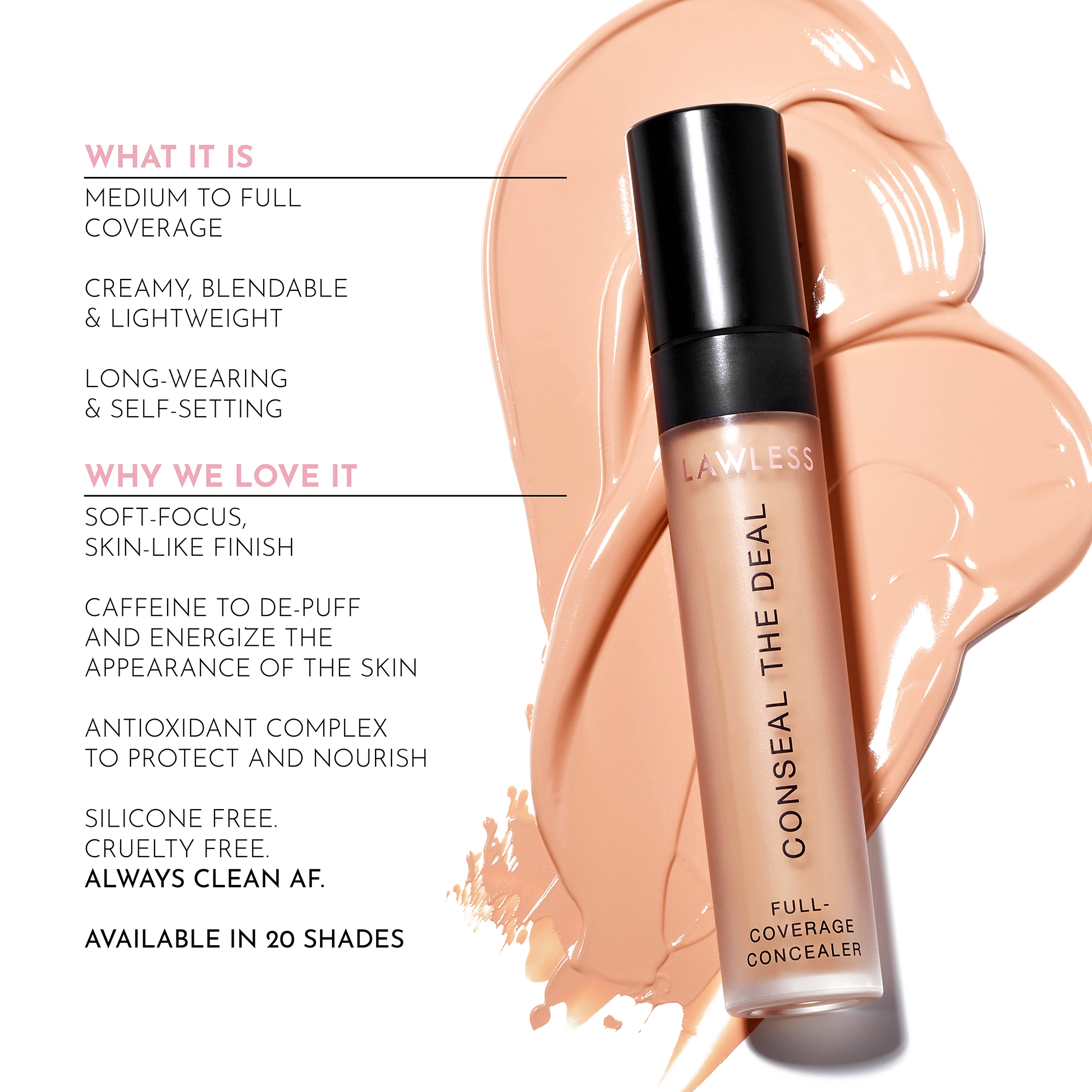LAWLESS Conseal the Deal Lightweight Concealer Color: Cloud - Very Fair with Neutral Undertones - Image 6