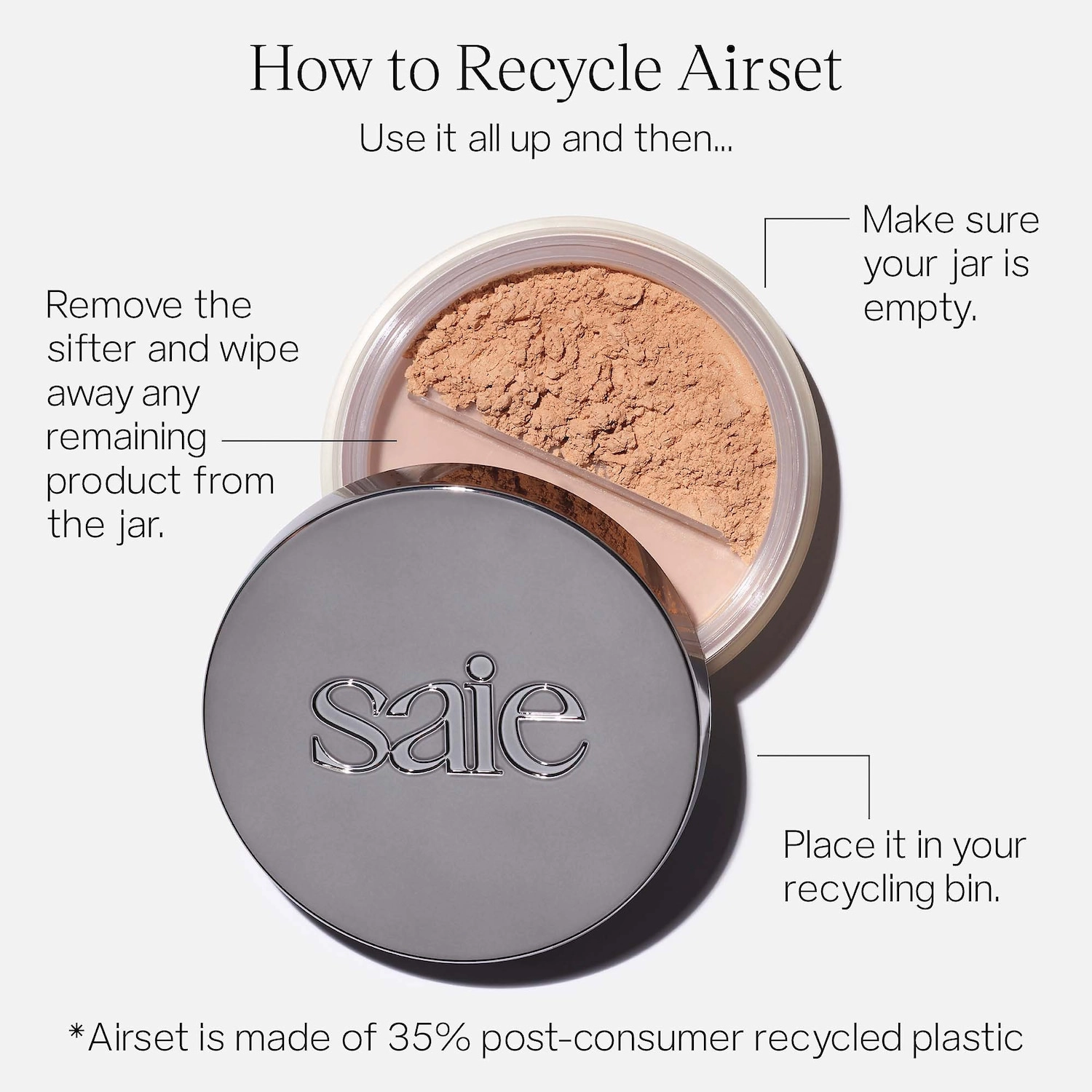 Saie Airset Radiant Loose Setting Powder Color: Translucent Medium - Image 7