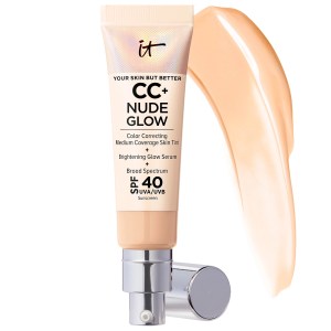 IT Cosmetics CC+ Nude Glow Lightweight Foundation + Glow Serum with SPF 40 and Niacinamide, Color: Light Medium