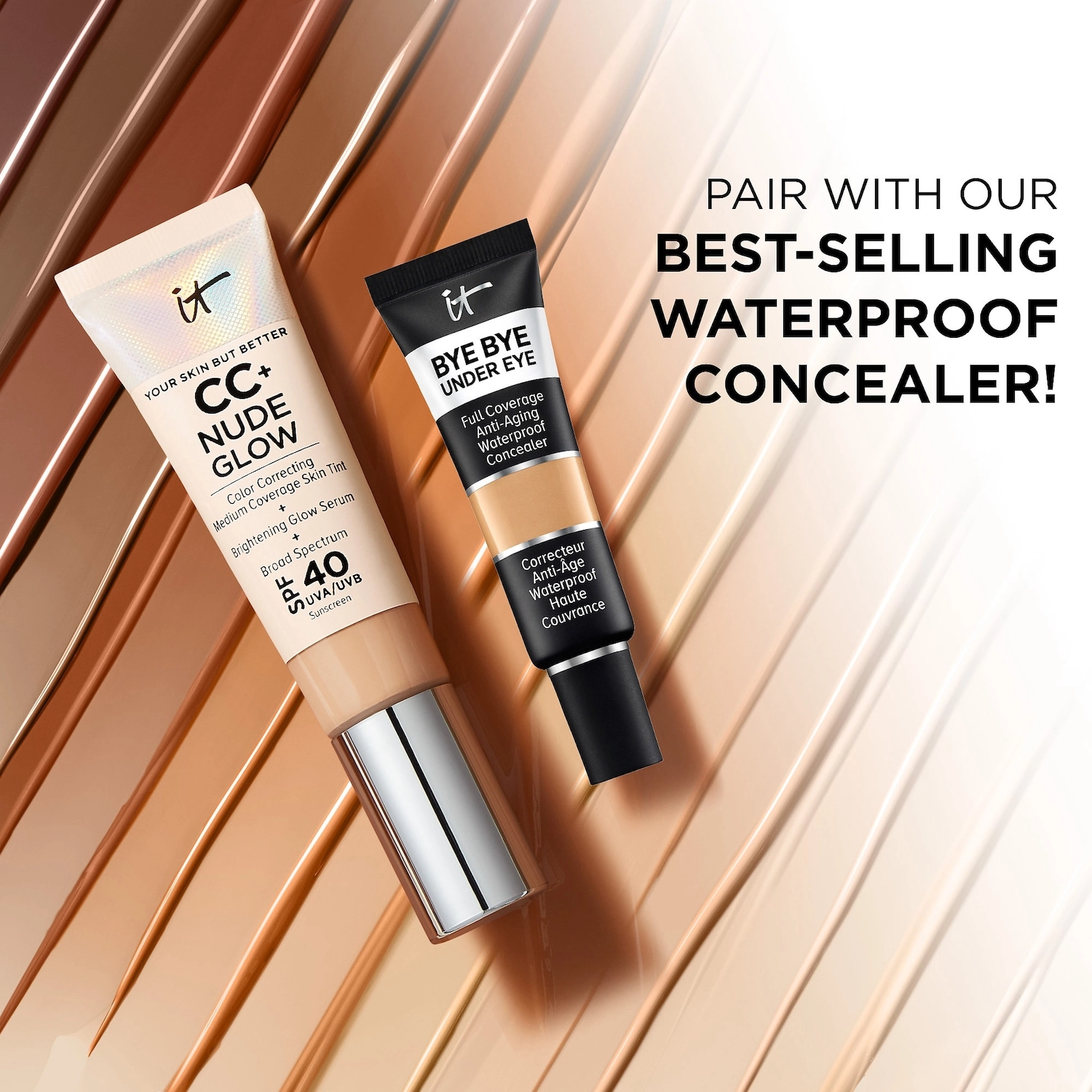 IT Cosmetics CC+ Nude Glow Lightweight Foundation + Glow Serum with SPF 40 and Niacinamide, Color: Deep - Image 8