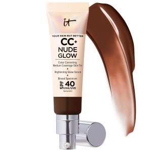 IT Cosmetics CC+ Nude Glow Lightweight Foundation + Glow Serum with SPF 40 and Niacinamide, Color: Deep Mocha