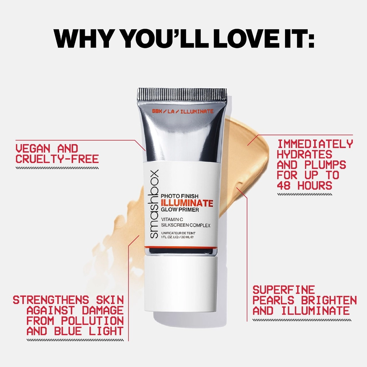 Smashbox Photo Finish Illuminate Glow Face Primer 1 oz. / 30 mL Vegan Radiant Finish - Image 3