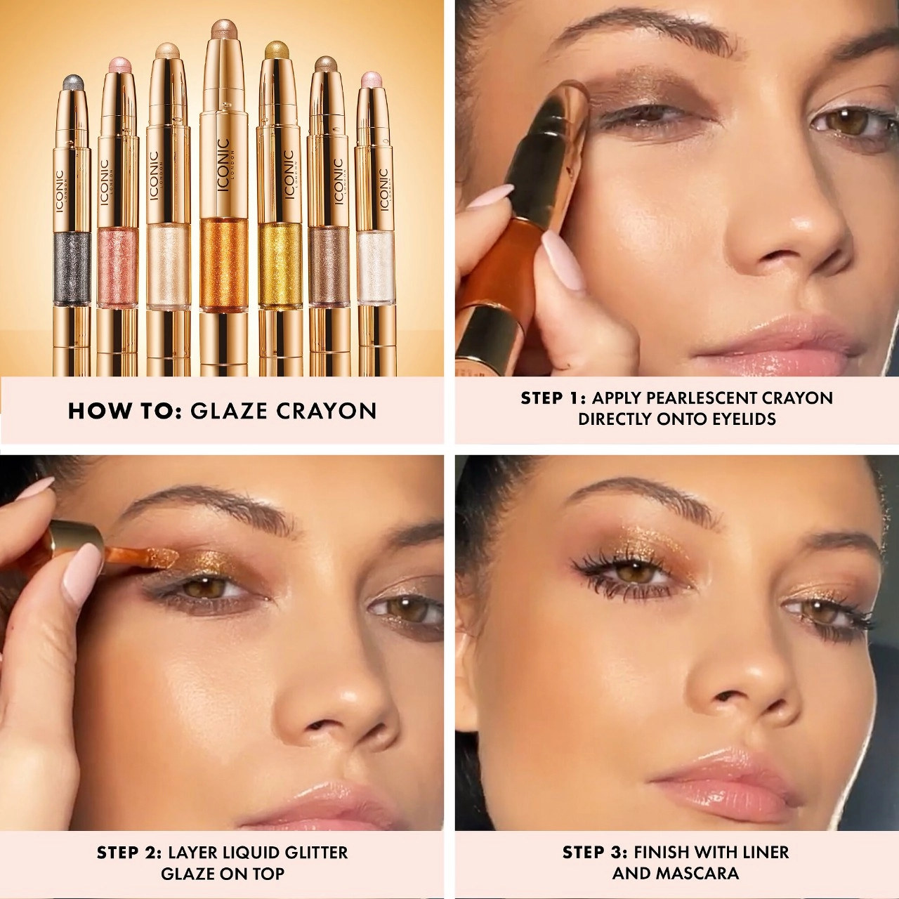 Iconic London Glaze Dual Ended Eyeshadow Crayon - Nectar Rose Gold Metallic and Shimmer Finish - Image 6