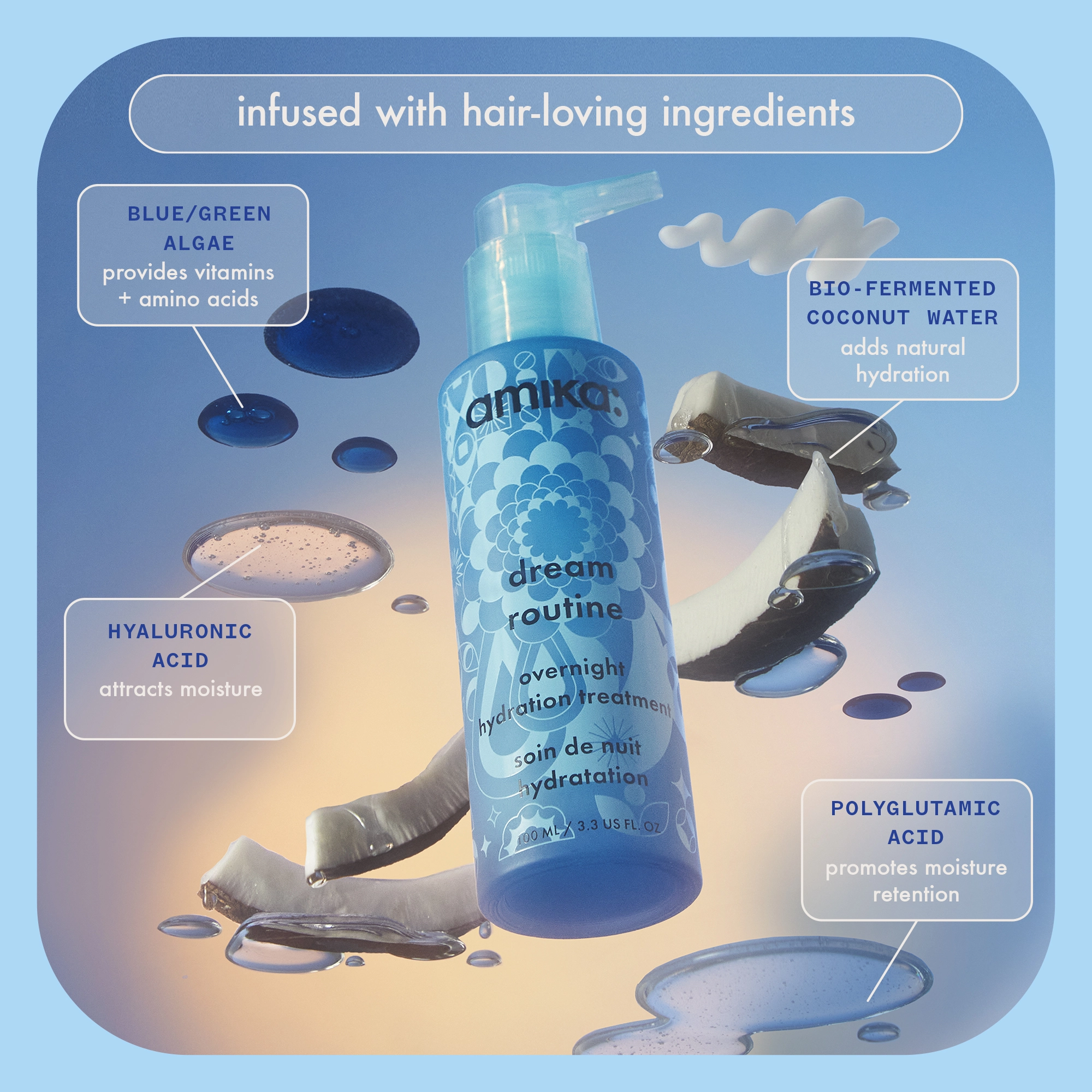 amika Dream Routine Overnight Hydrating Hair Mask 3.3 oz / 100 mL - Image 5